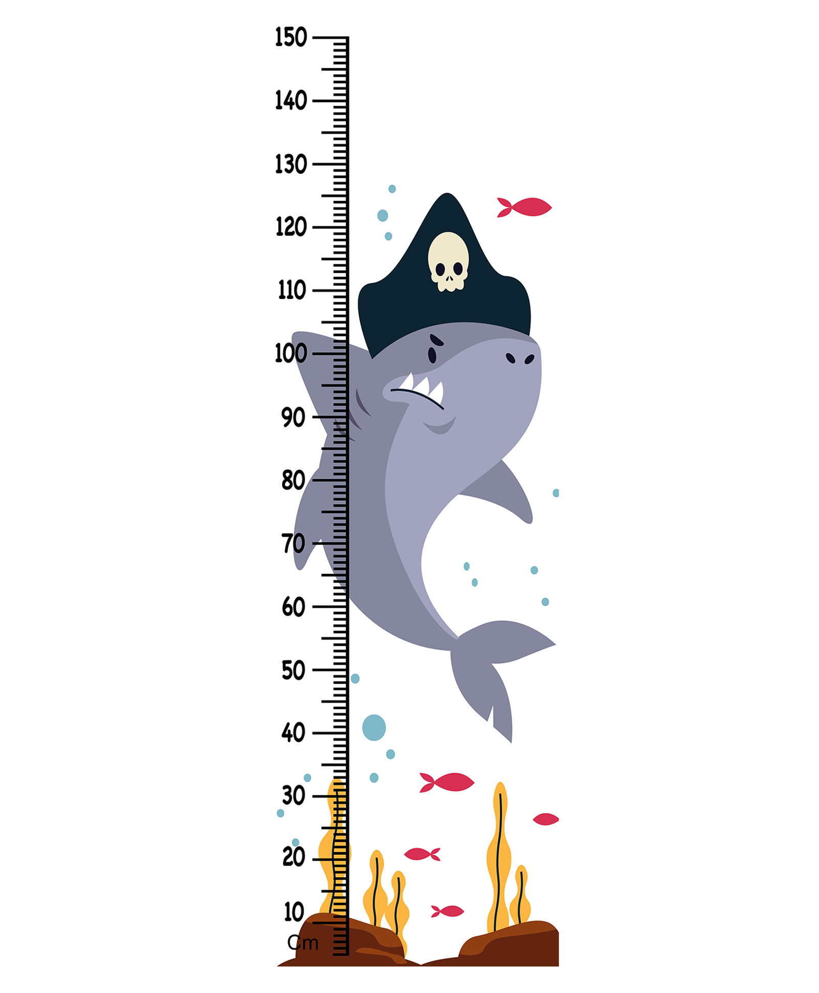 WENS Shark Height Chart Wall Decal Growth Chart-White-image-47