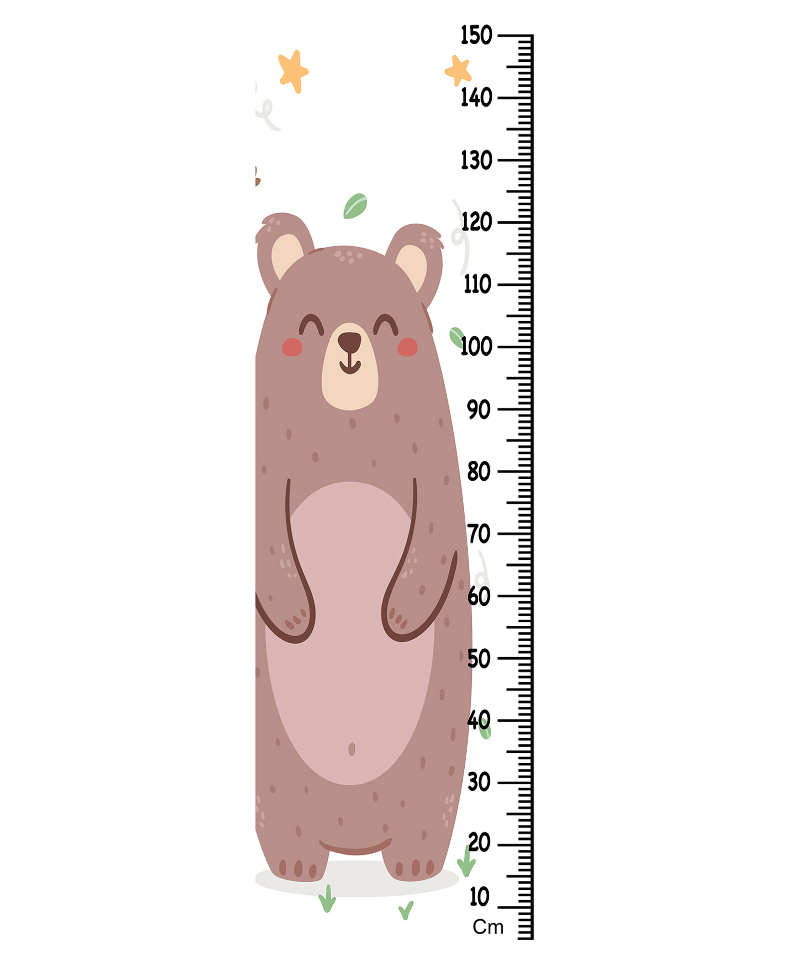WENS Cute Bear Height Chart Wall Decal Growth Chart- White-picture-12
