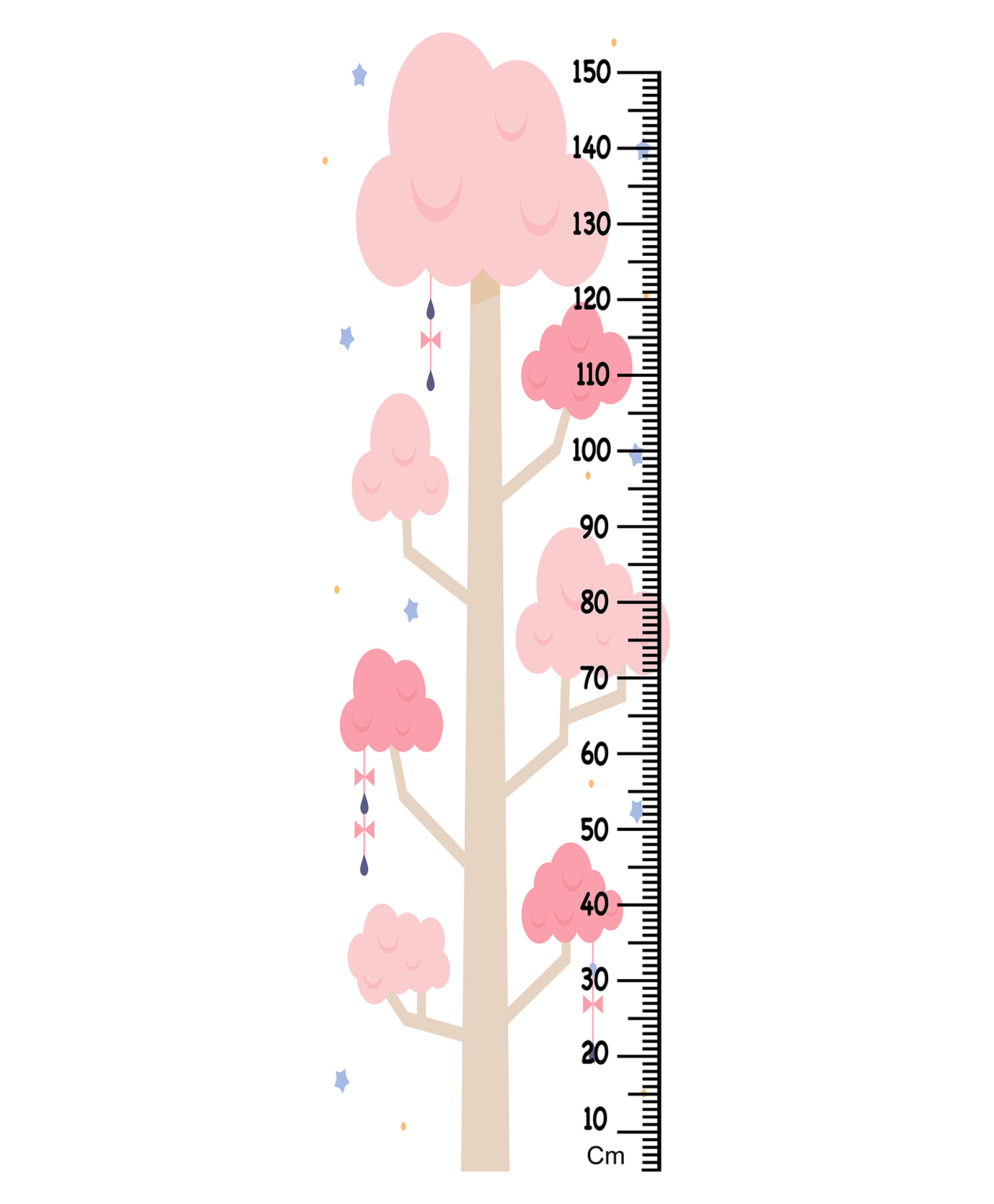WENS Colorful Tree Height Chart Wall Decal Growth Chart- Pink-image-46