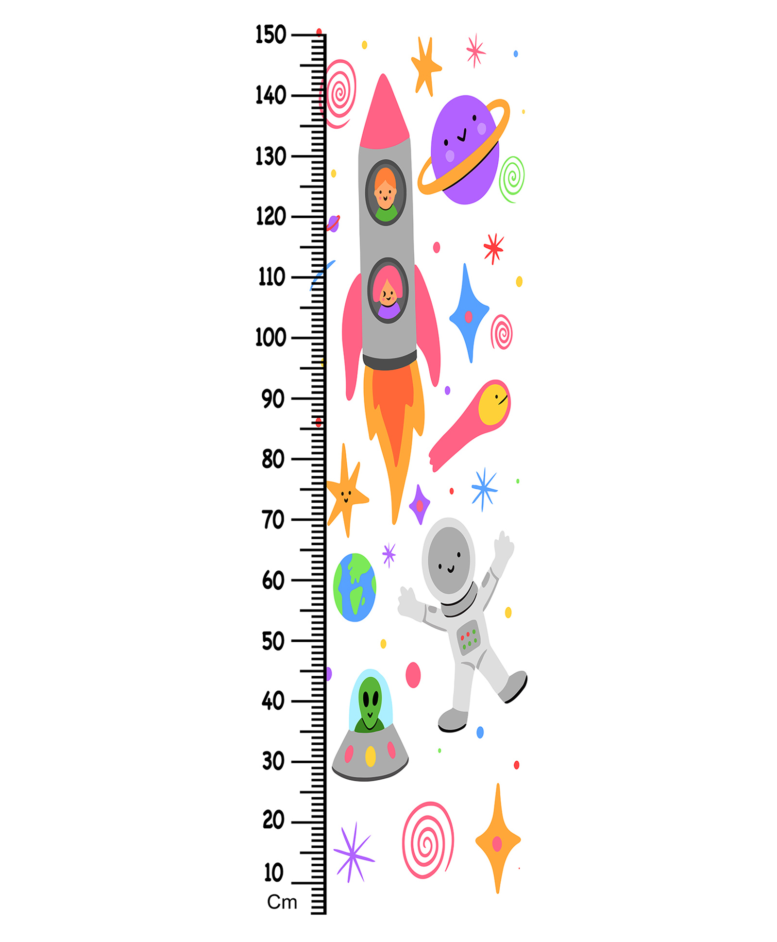 WENS Space Ride Height Chart Wall Decal Growth Chart-White-image-49