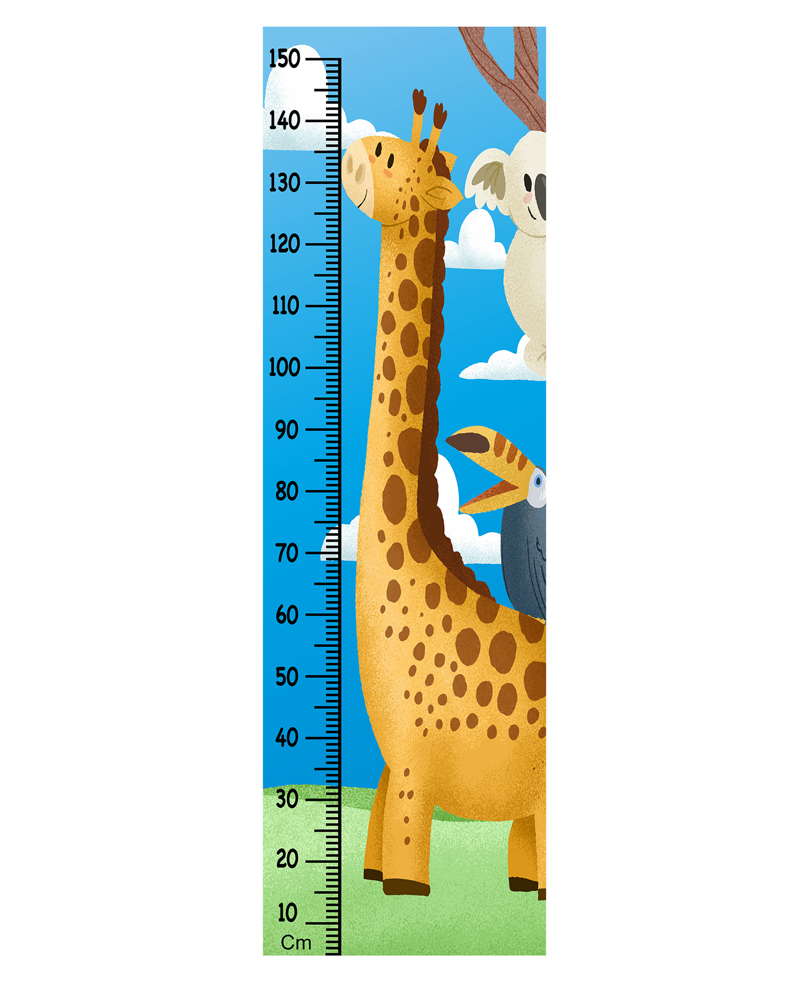 WENS Giraffe Ride Height Chart Wall Decal Growth Chart- Blue-image-18