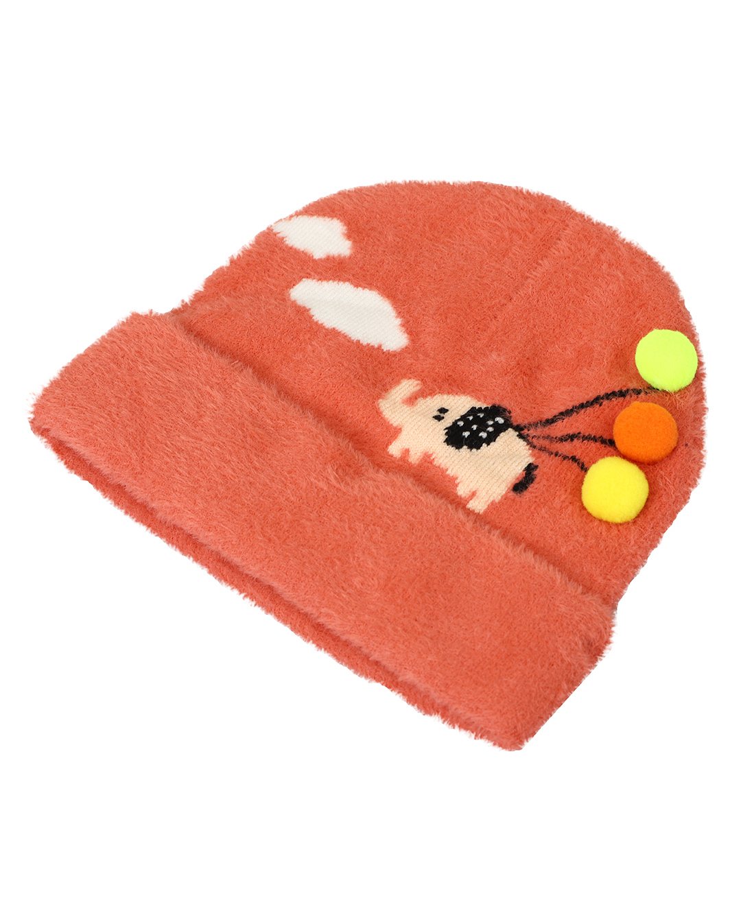 Kid-O-World Elephant Patch Woollen Cap - Peach-image-10