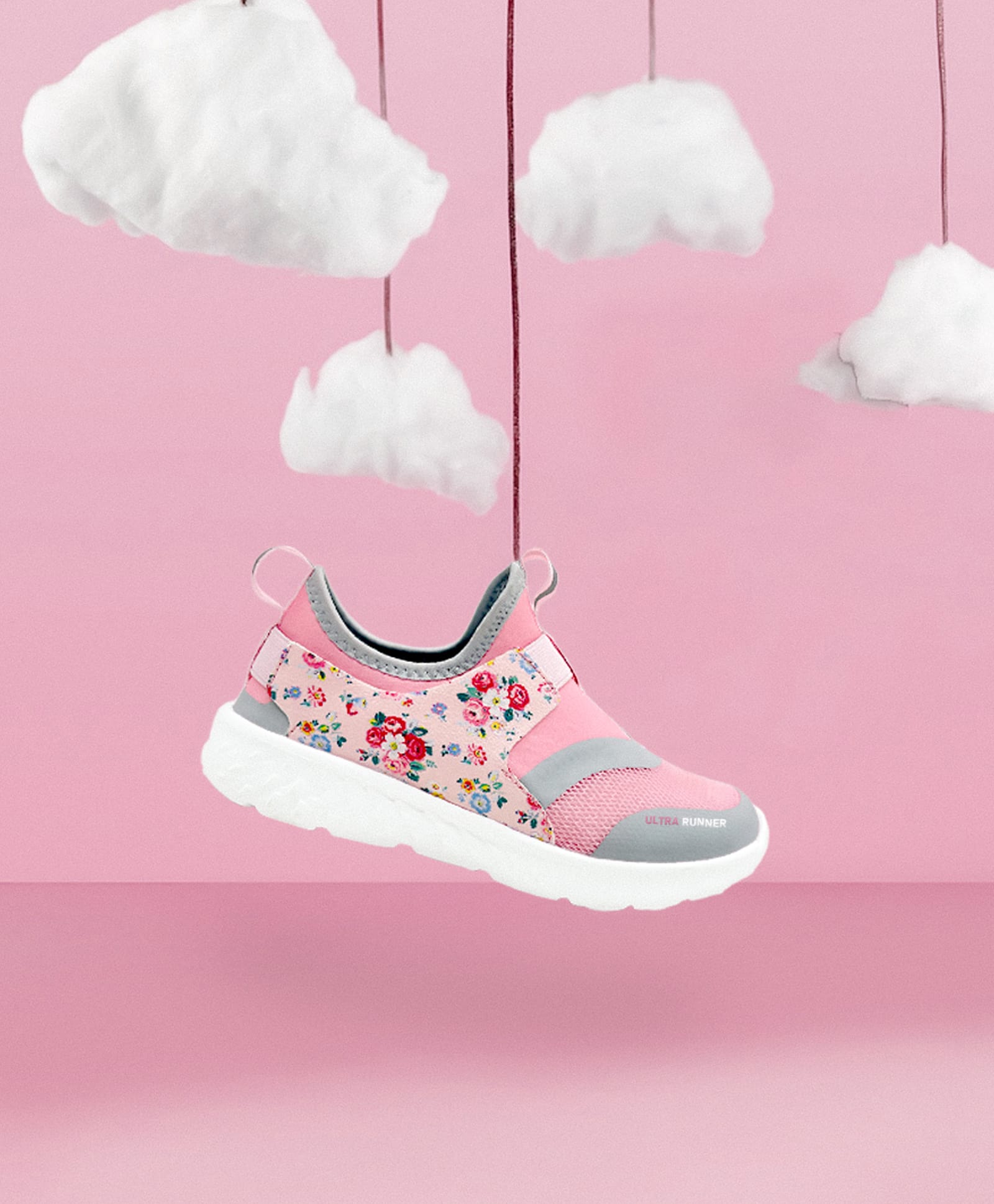 KazarMax Floral  Printed Ultra Runner Shoes - Peach & Grey