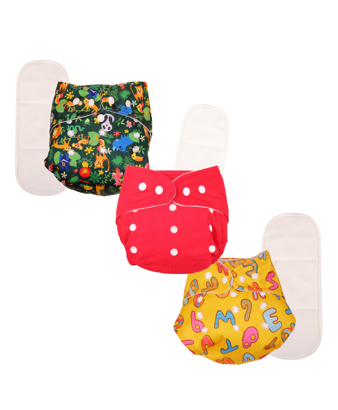 Deedry Cloth Diapers Reusable With Insert Pack of 3 - Multi Color-image-16