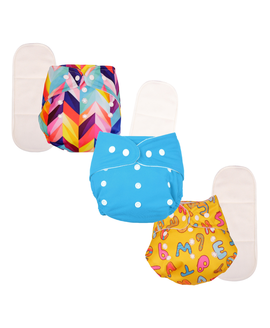 Deedry Cloth Diapers Reusable With Insert Pack of 3 - Multi Color-image-42