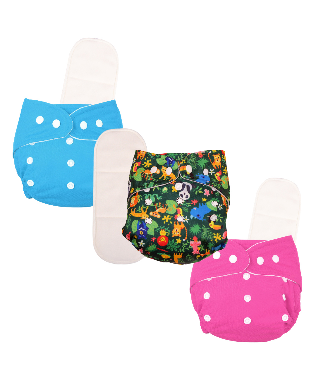 Deedry Cloth Diapers Reusable With Insert Pack of 3 - Multi Color-image-17