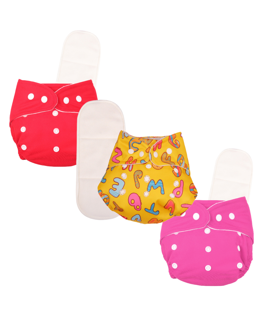 Deedry Cloth Diapers Reusable With Insert Pack of 3 - Multi Color-picture-13