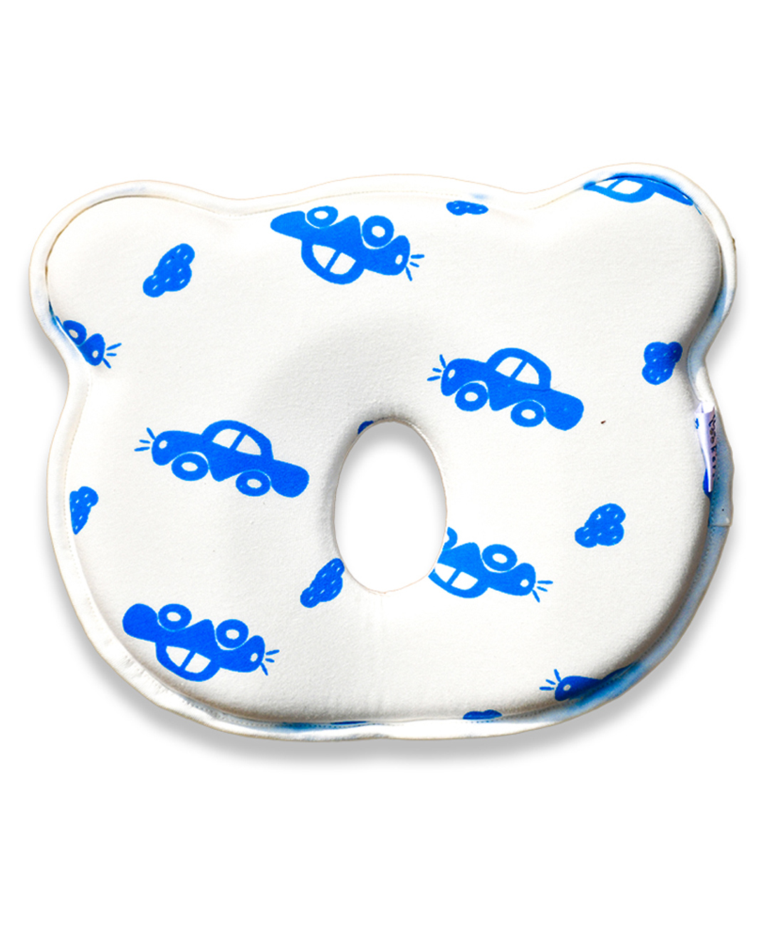 THE LITTLE LOOKERS Memory Foam Pillow Baby Head Shaping Pillow for Preventing Flat Head Syndrome Pillow Car - White & Blue-image-30
