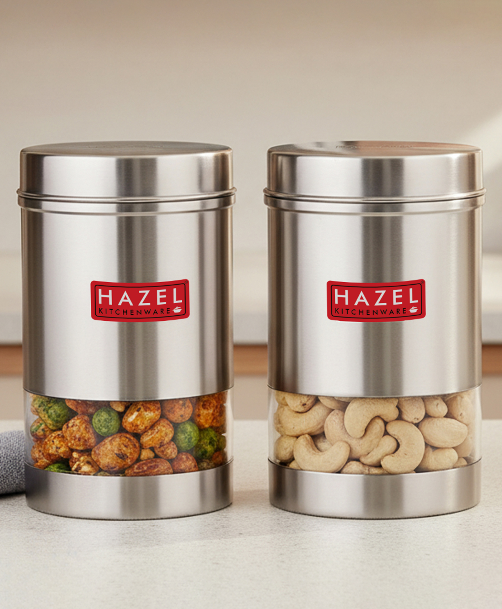 HAZEL Stainless Steel Kitchen Container | Transparent Kitchen Container Set with Matt Finish | Multipurpose Container for Kitchen Storage | Set of 2, 1700 ml Each-picture-22