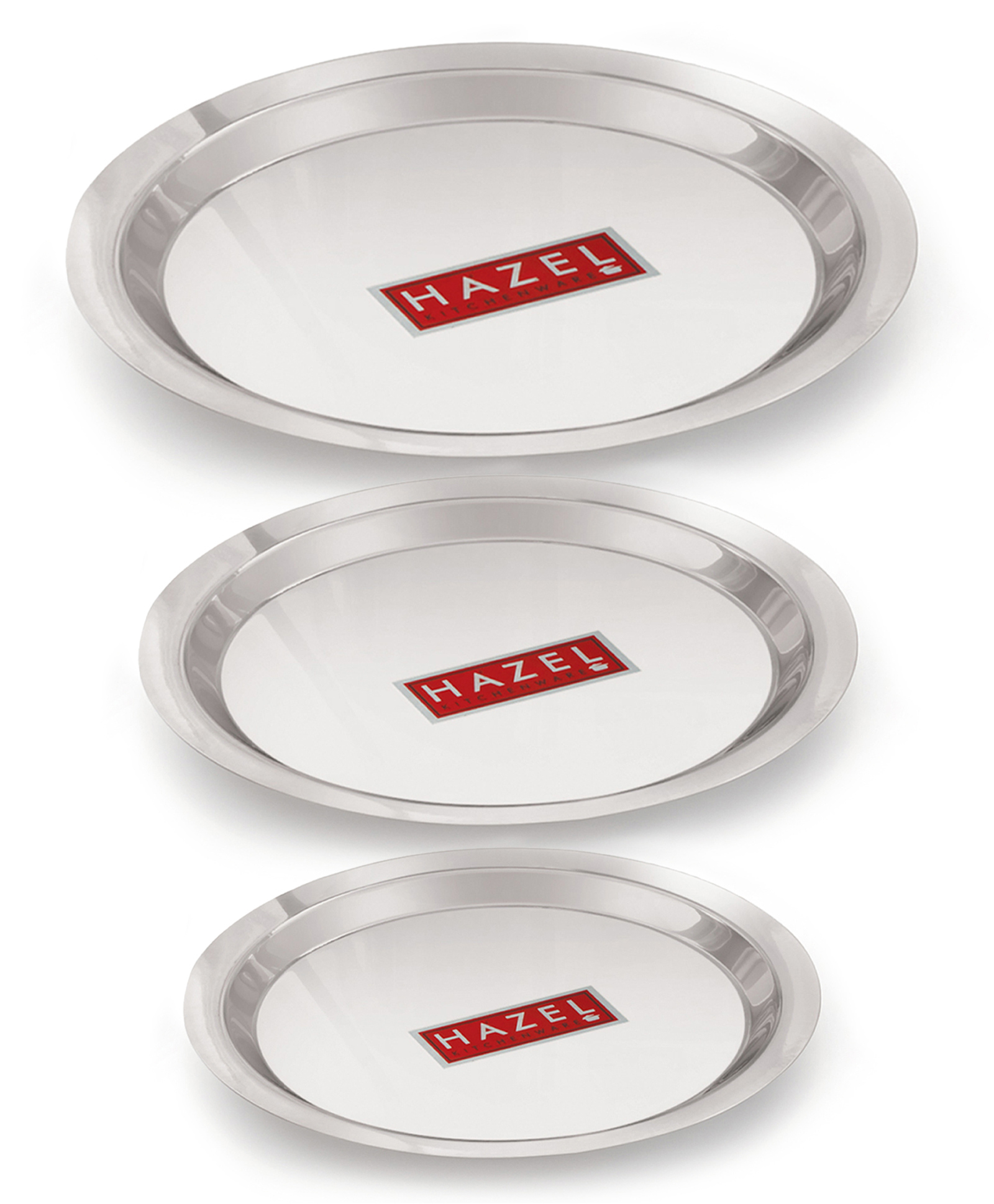 HAZEL Stainless Steel Lid Tope Cover Plates Ciba of Multiple Sizes For Vessels Kadhai With Handle Knob Cookware Utensil, (Size 16.8cm, 18.8cm, 20cm) Set of 3 Lids, Silver-image-2