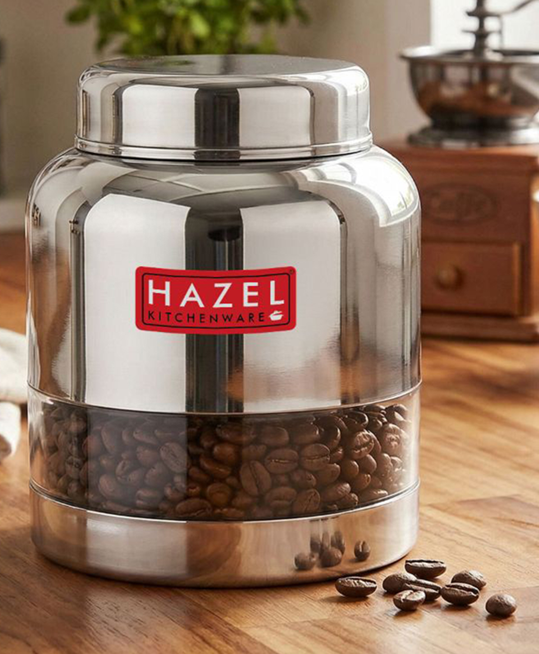 HAZEL Stainless Steel Transparent Glossy Finish Airtight See Through Container Barni Set of 1, 1000 ml, Silver-picture-35