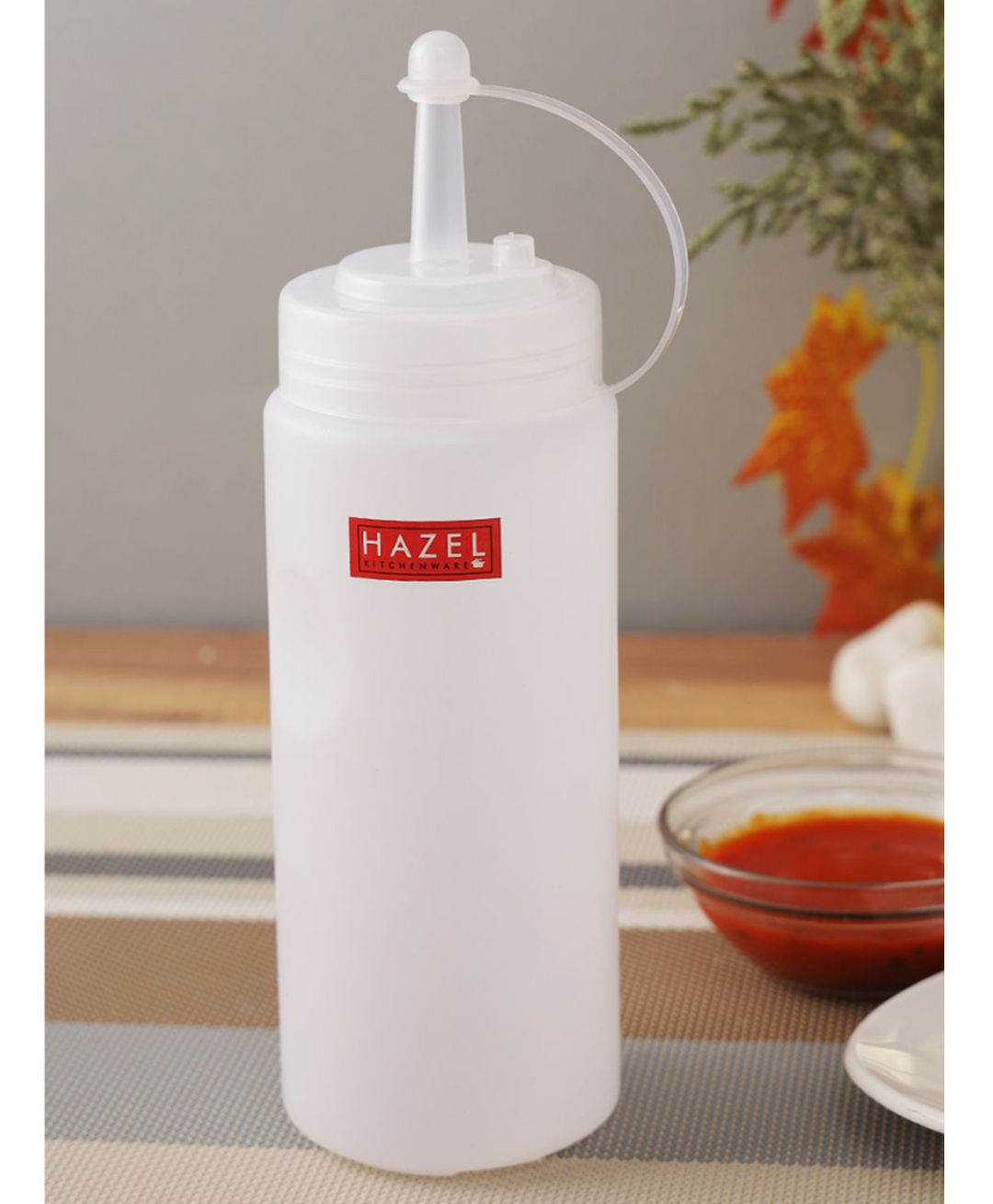 HAZEL Squeeze Bottle With Cap |Sauce Bottle Plastic Food Grade | Tomato Sauce Bottle For Restaurants, Cafeterias, Food Trucks, Picnics, 610 ml, Transparent-image-2