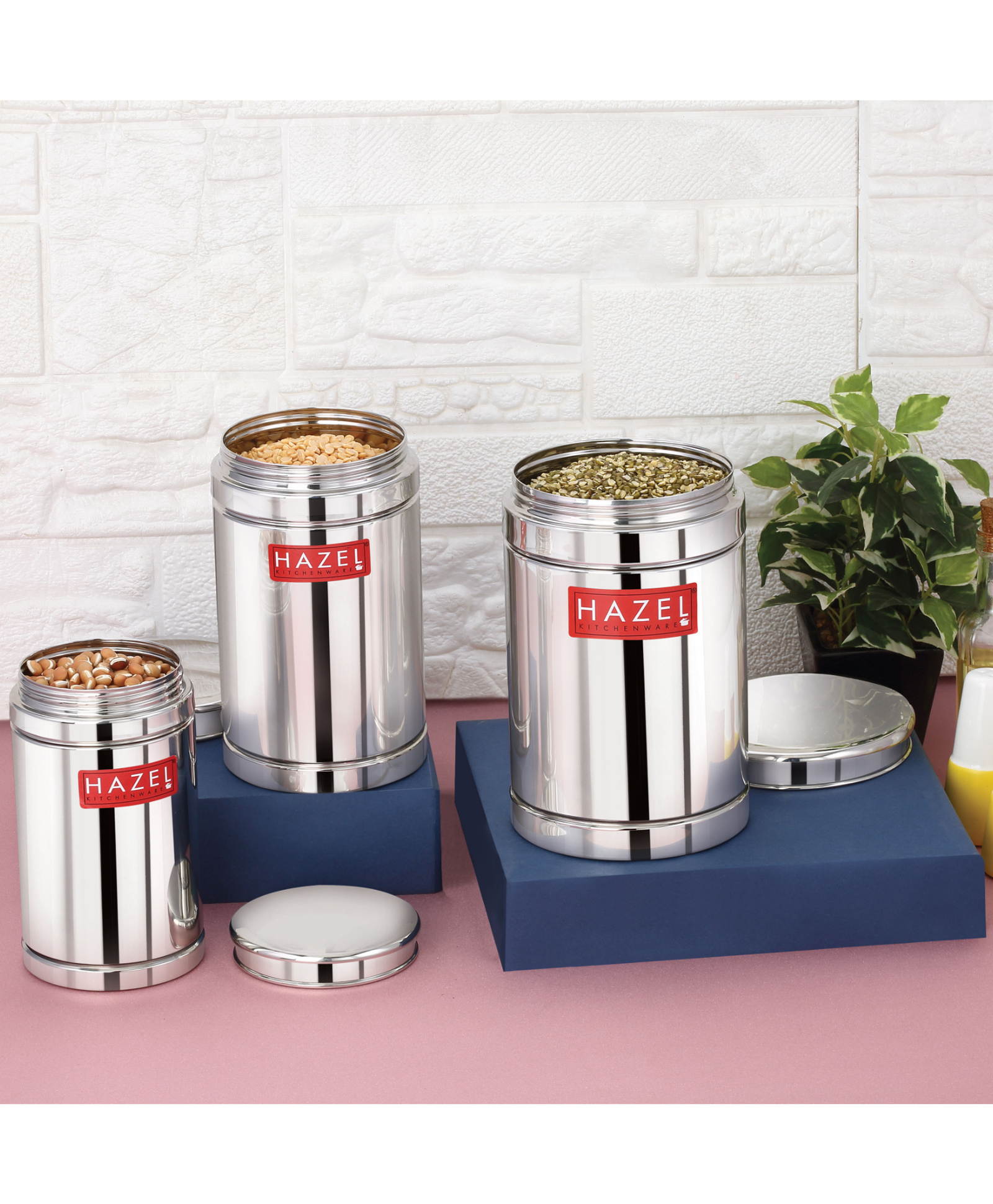 HAZEL Kitchen Steel Container Set Combo | Steel Storage Box For Kitchen | Steel Container For Kitchen Storage Set of 3 (800ml, 1200ml, 1700ml) | Ideal For Storing Rice, Cereal, Pulse, Snacks.-image-49