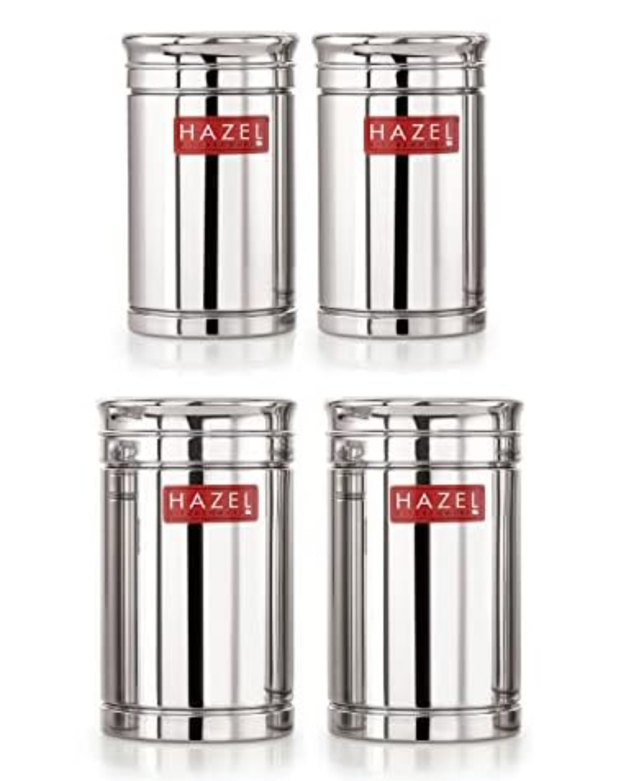 HAZEL Kitchen Steel Container Set Combo | Steel Storage Box For Kitchen | Steel Container For Kitchen Storage Set of 4 (800ml, 1200ml) | Ideal For Storing Rice, Cereal, Pulse, Snacks.-picture-17