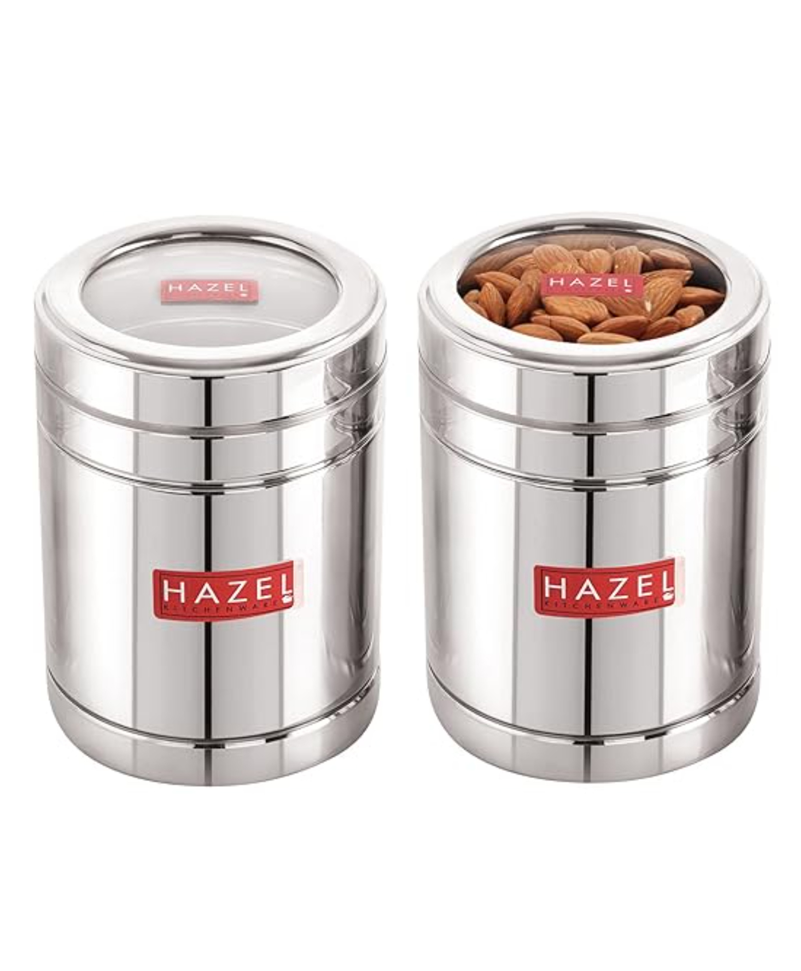 HAZEL Steel Container with Transparent Lid | Transparent Lid Sugar Storage Box For Kitchen |Food Grade Steel Kitchen Container, Set of 2, 1400 ml-image-3