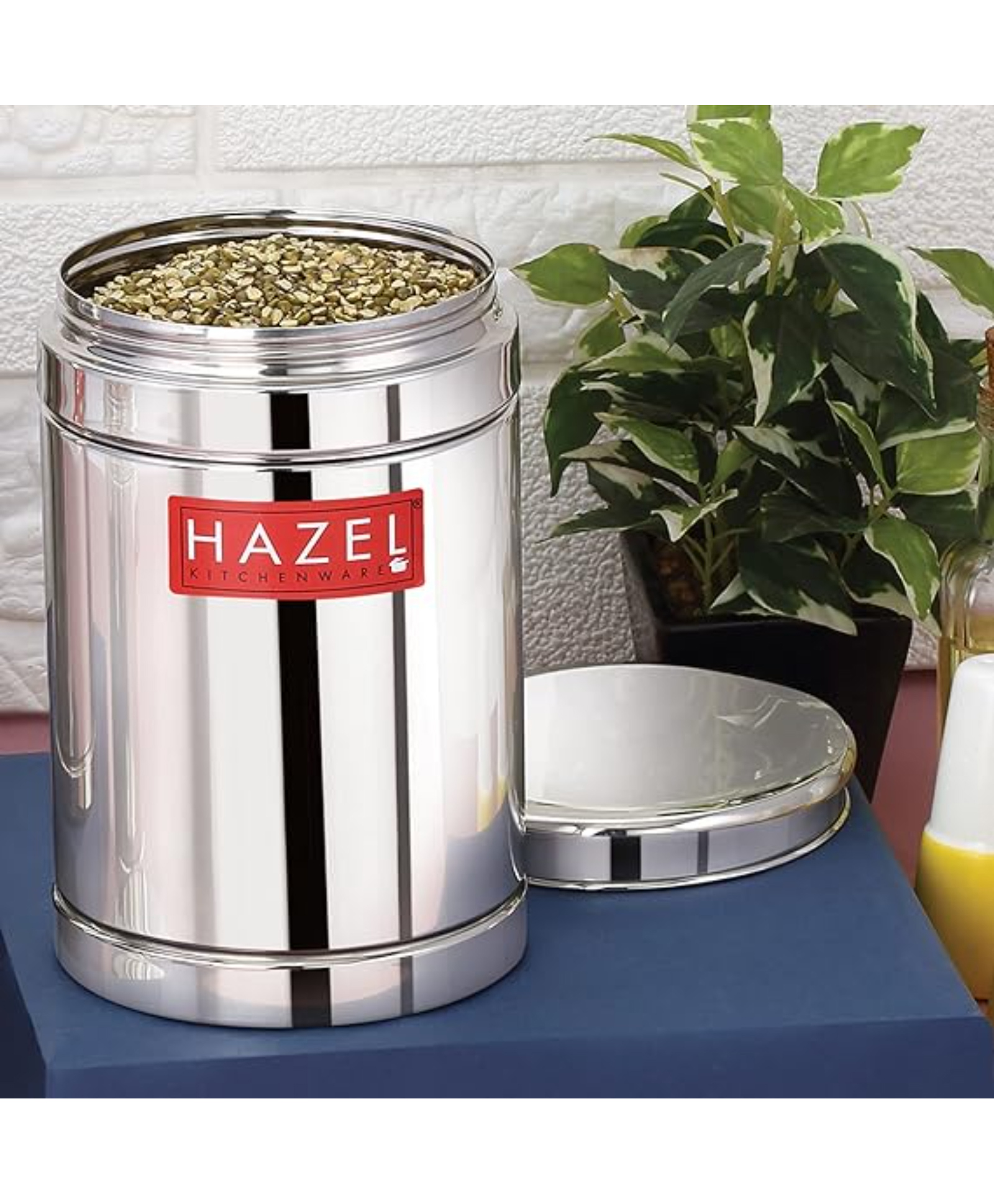 HAZEL Stainless Steel Airtight Container | 800 ml Steel Storage Box For Kitchen | Steel Container Jar For Kitchen Storage | Ideal For Storing Rice, Cereal, Pulse, Snacks-picture-3