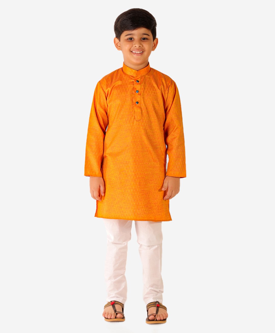 P-MARK Full Sleeves Ethnic Motif Printed Kurta Pajama Set - Yellow-picture-36