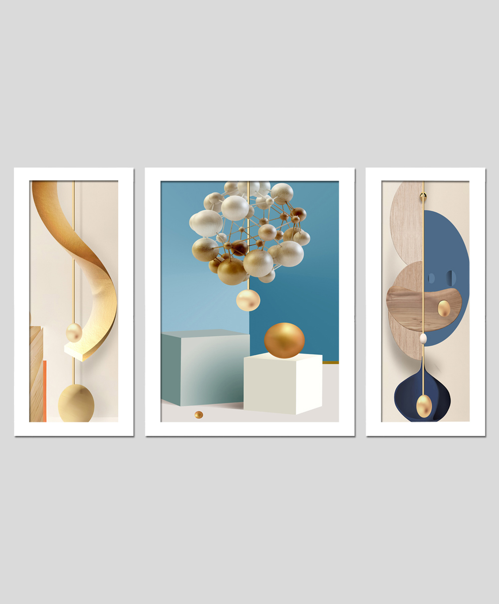 Wens Set Of 3  Nordic Abstract Geometric Wall Art Painting  White-picture-13