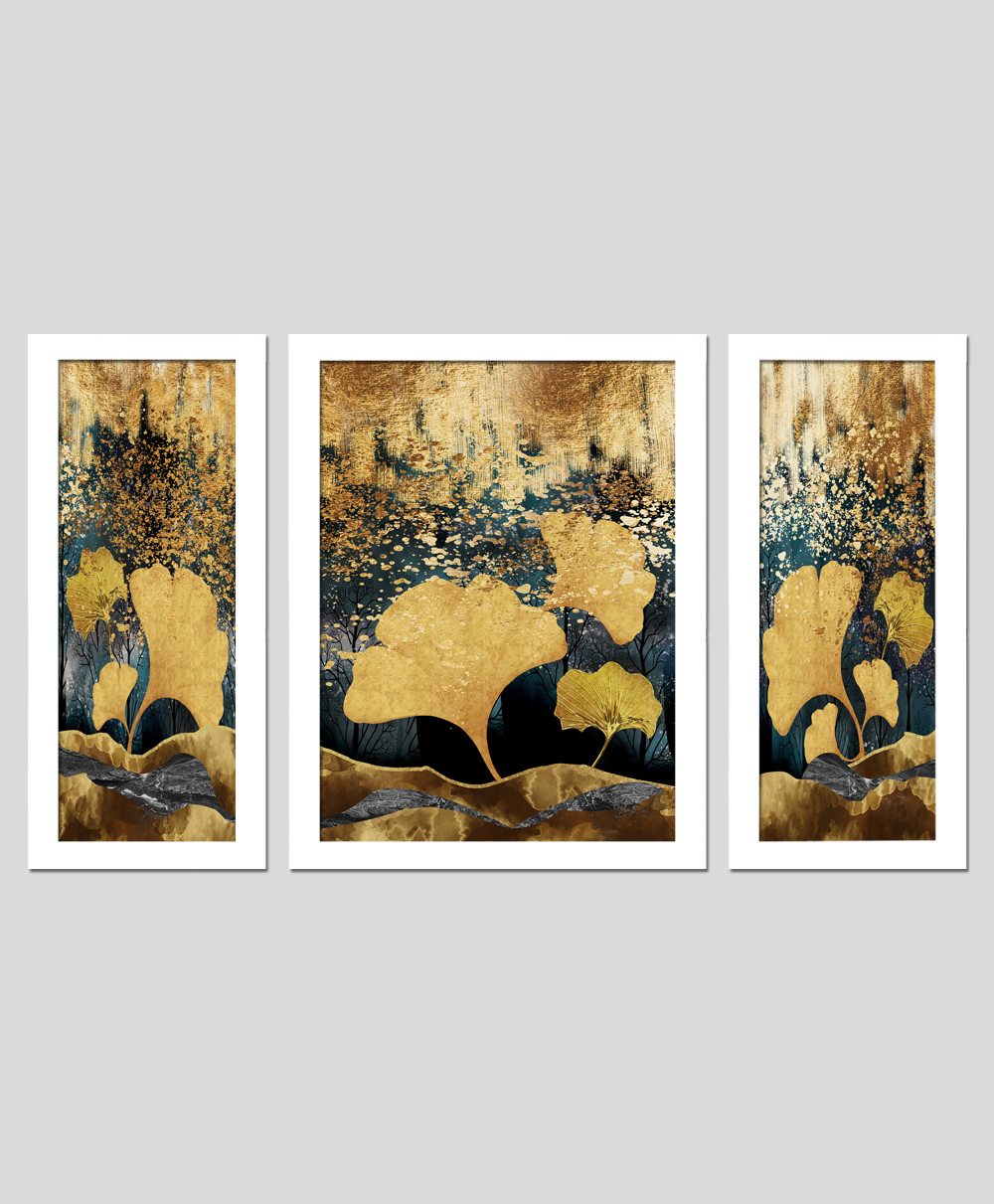 Wens Set Of 3  Modern Floral Art Wall Painting - White-picture-20
