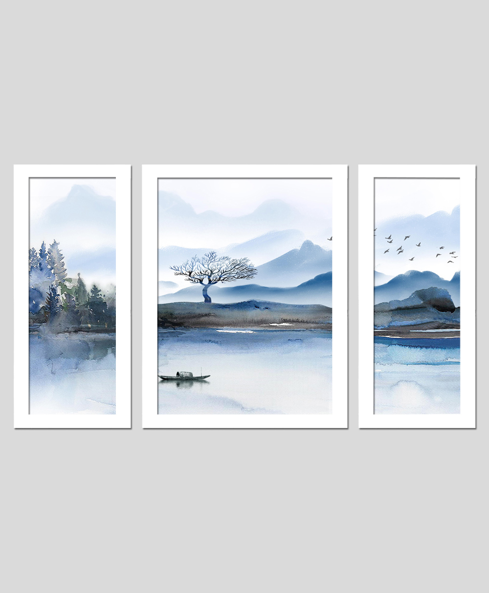 Wens Set Of 3  Beautiful Nature Modern Wall Art Painting - White-image-48