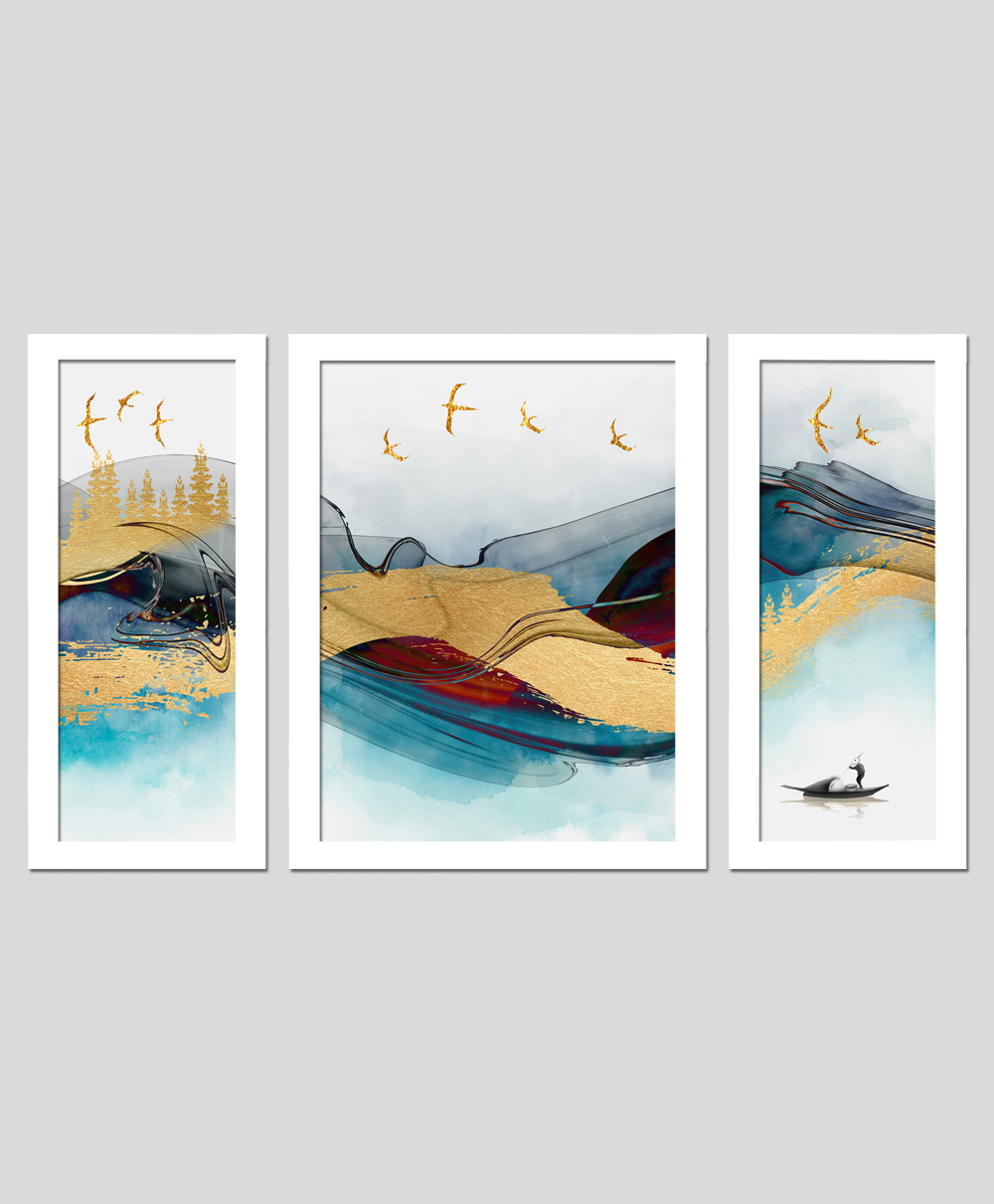Wens Set Of 3  Nordic Abstract  Wall Art Painting - White-image-29