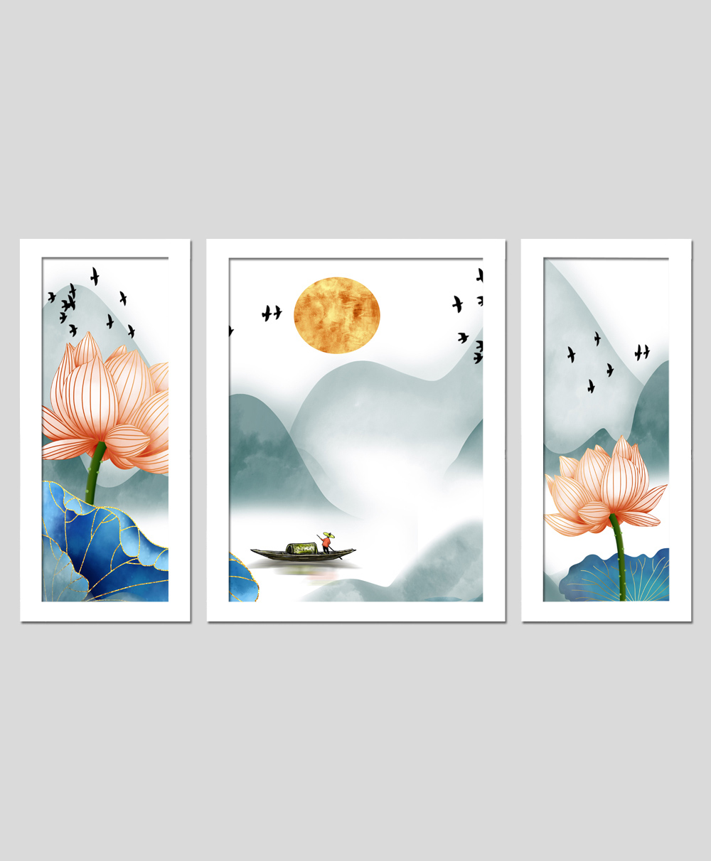 Wens Set Of 3  Mesmerizing Nature  Wall Art Painting - White-image-36