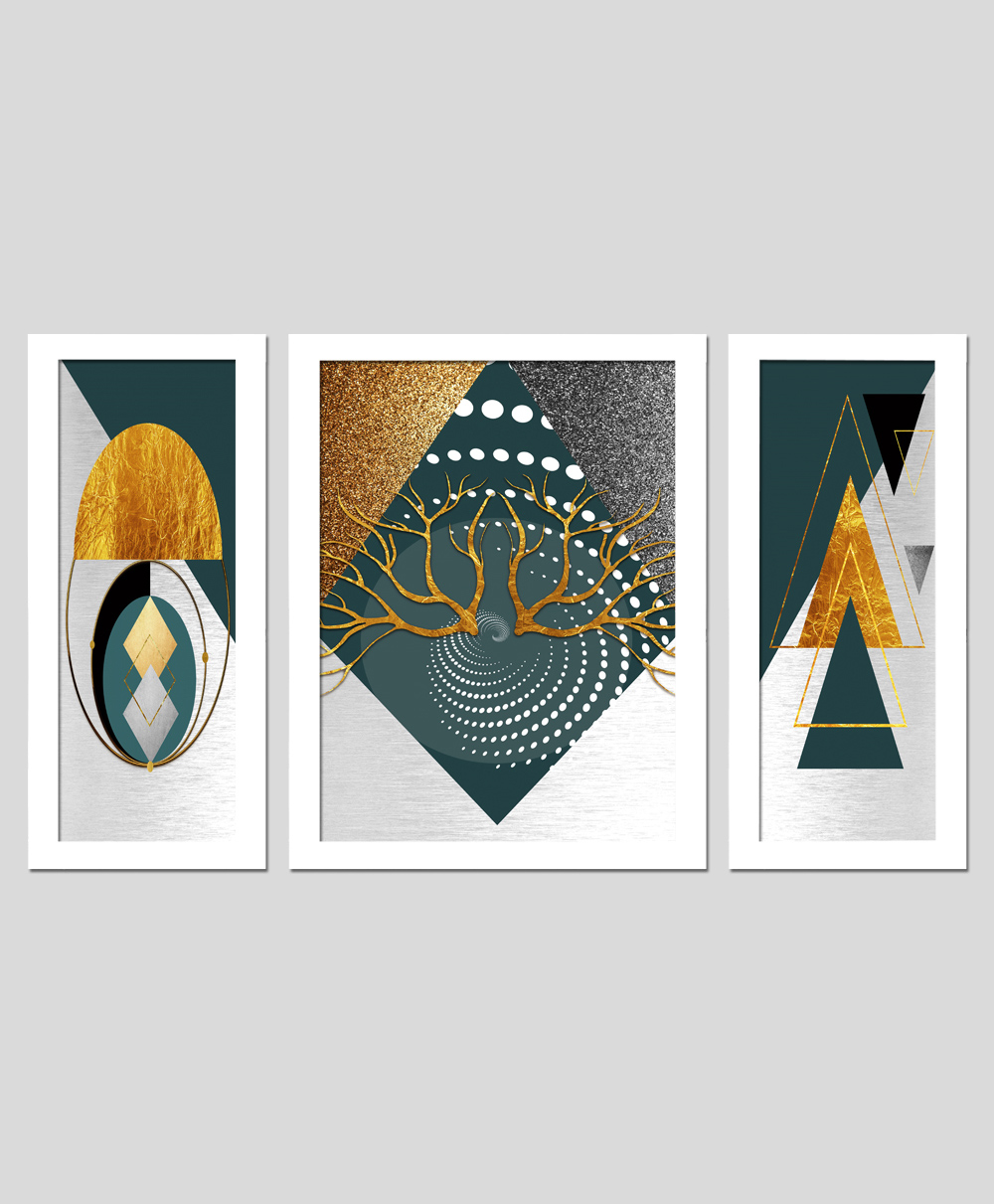 Wens Set Of 3  Architectural  Wall Art Painting - White-image-27