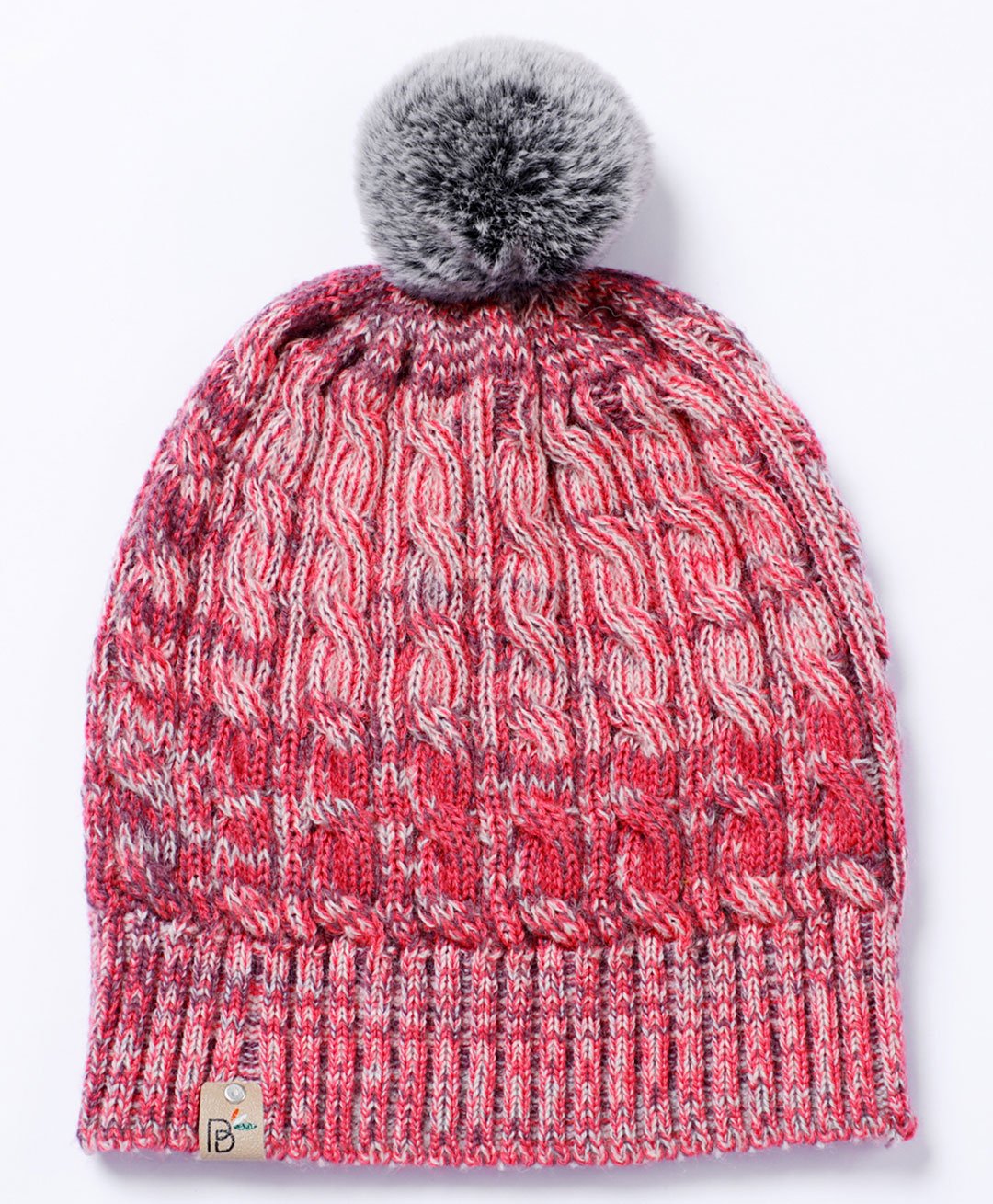 BHARATASYA Pom Pom Knitted Cap - Grey & Pink-picture-24