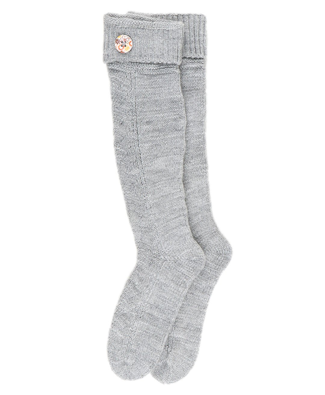 BHARATASYA Knee Length Button Detail Knitted Socks - Grey-picture-11
