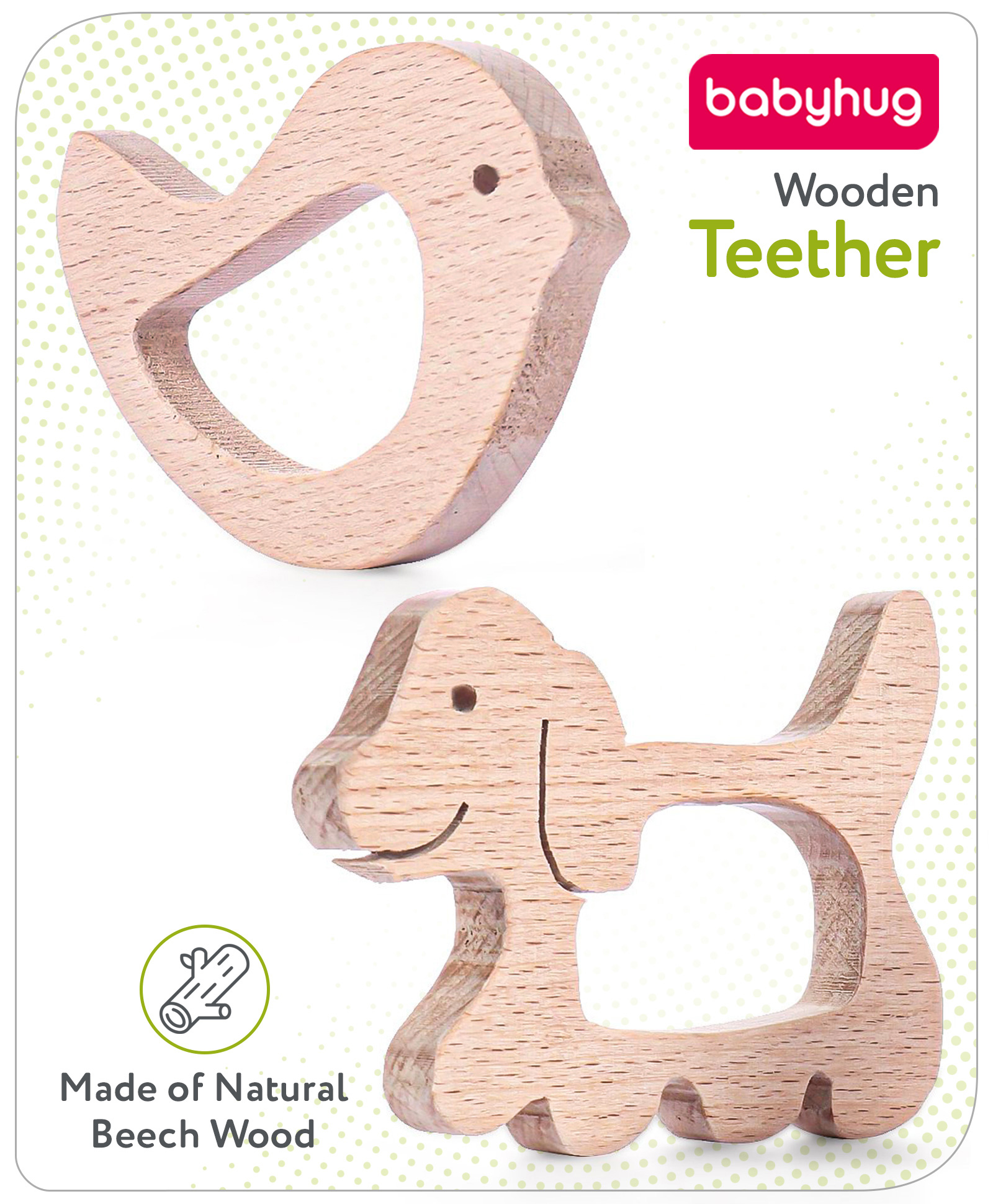 Babyhug Dog And Bird Shaped Teether - Beige-image-44