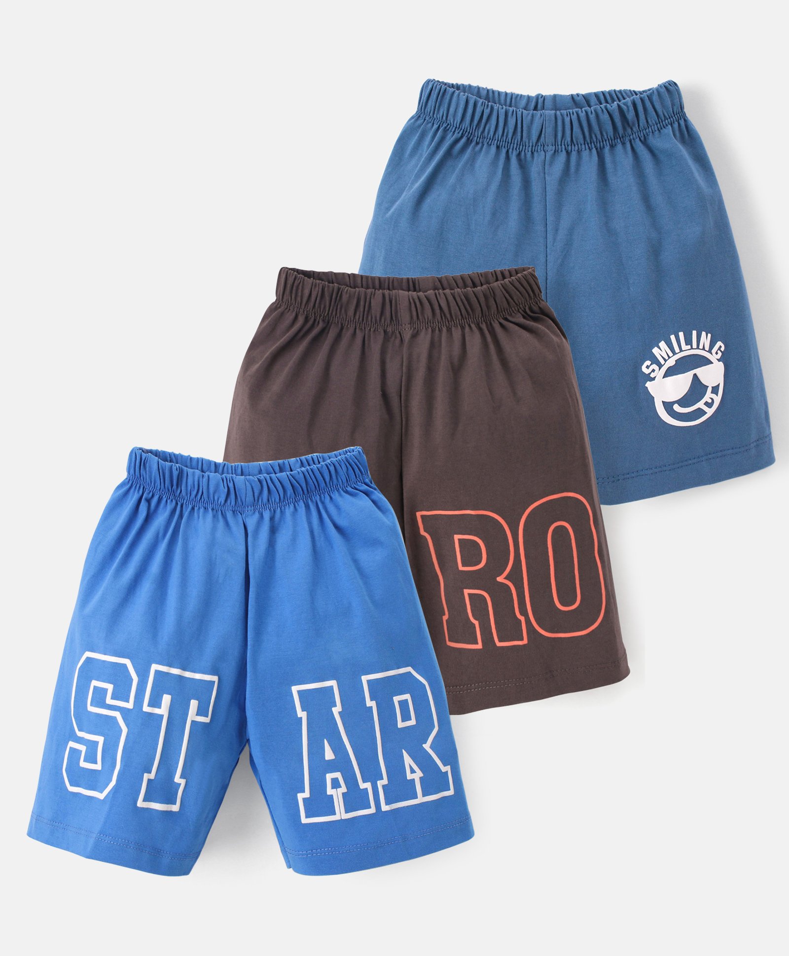 Teddy Cotton Knee Length Shorts Text Print - Blue-picture-11