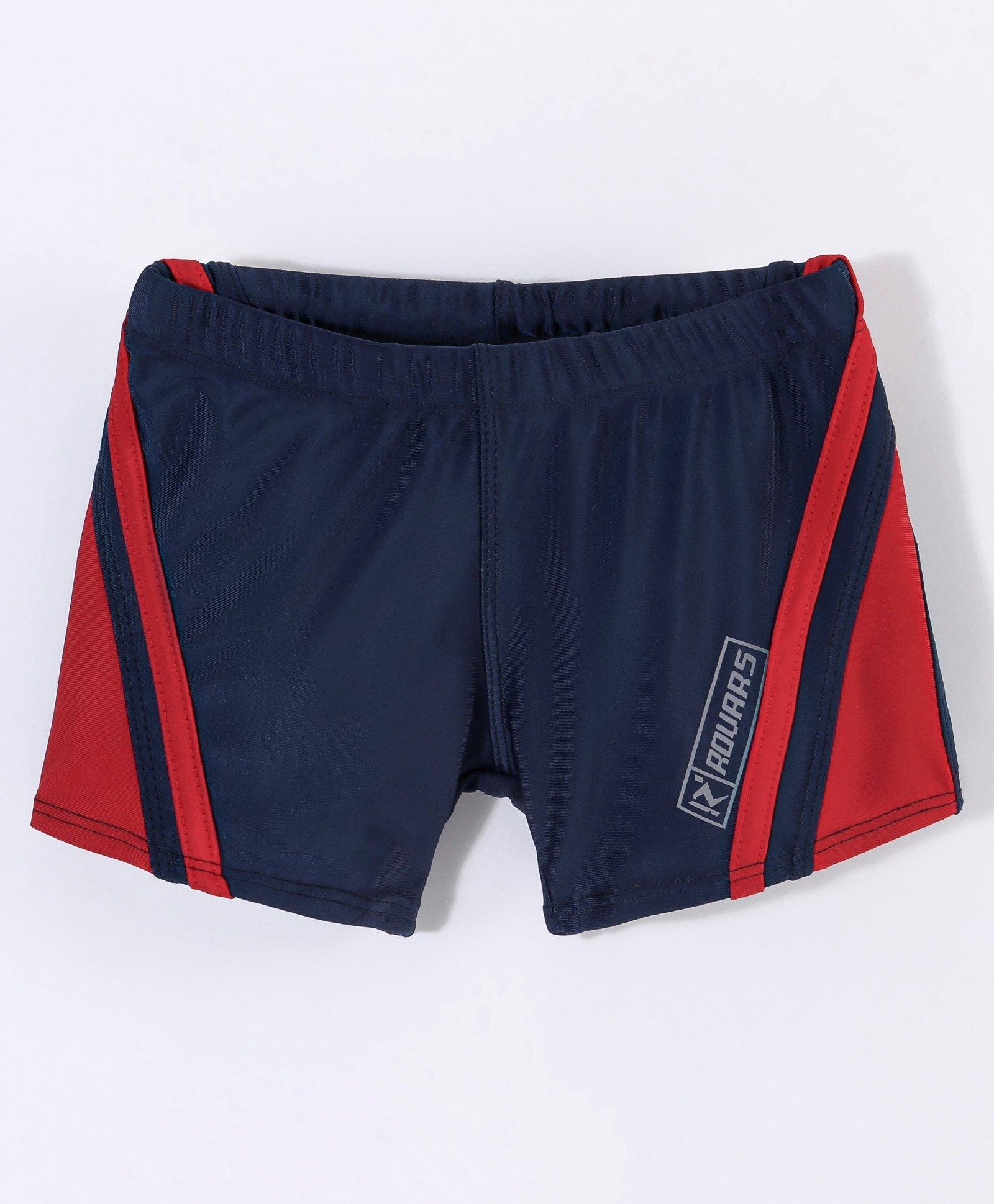 ROVARS Short Length Swimming Trunk Logo Print - Navy & Red-image-35