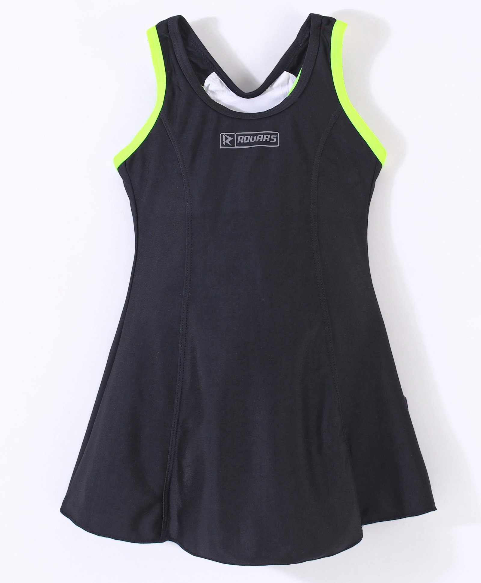 Rovars Lycra Sleeveless Frock Style Swimsuit - Black-image-25