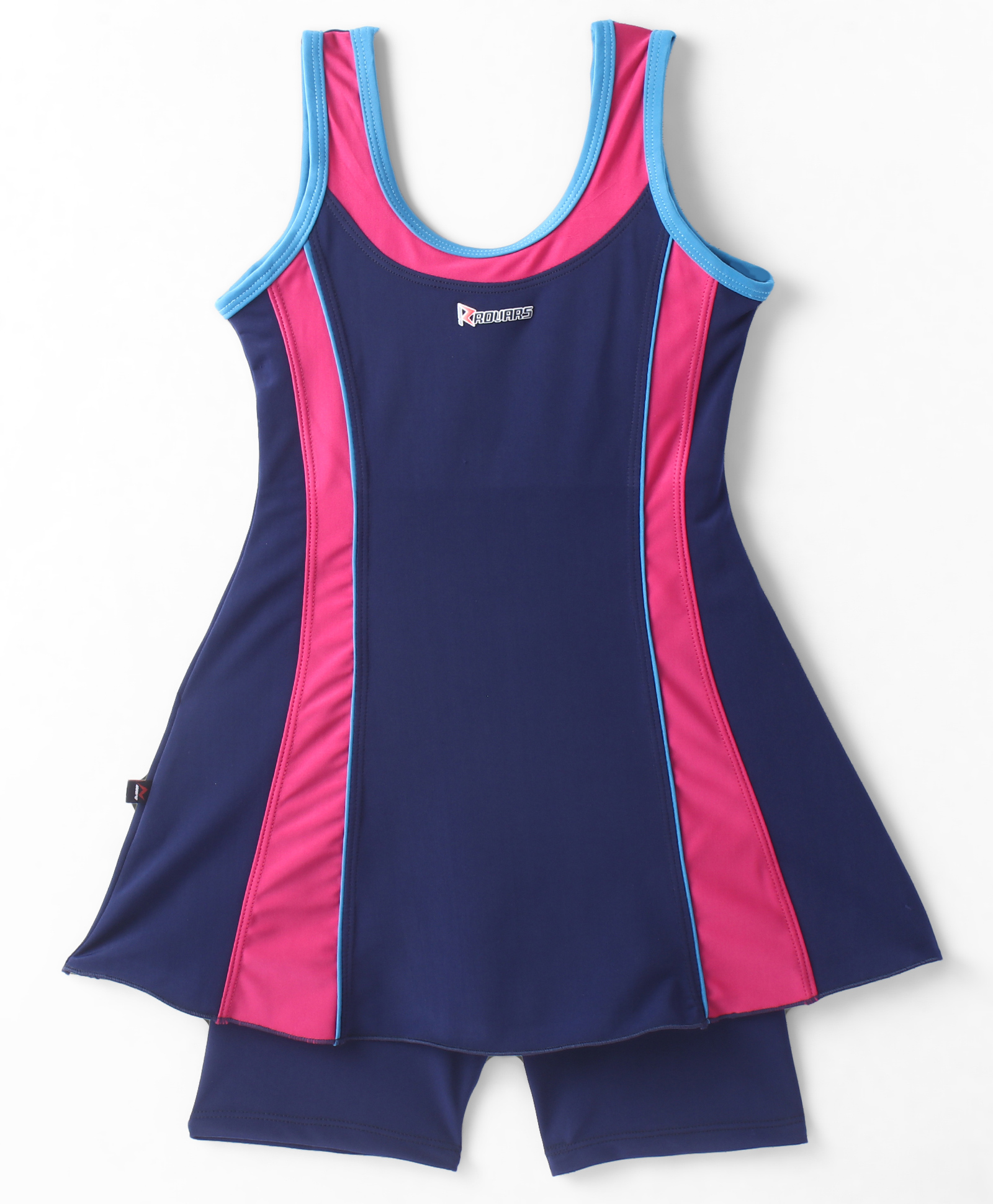 Rovars Sleeveless Two Piece Solid Color Swimsuit- Pink-image-14