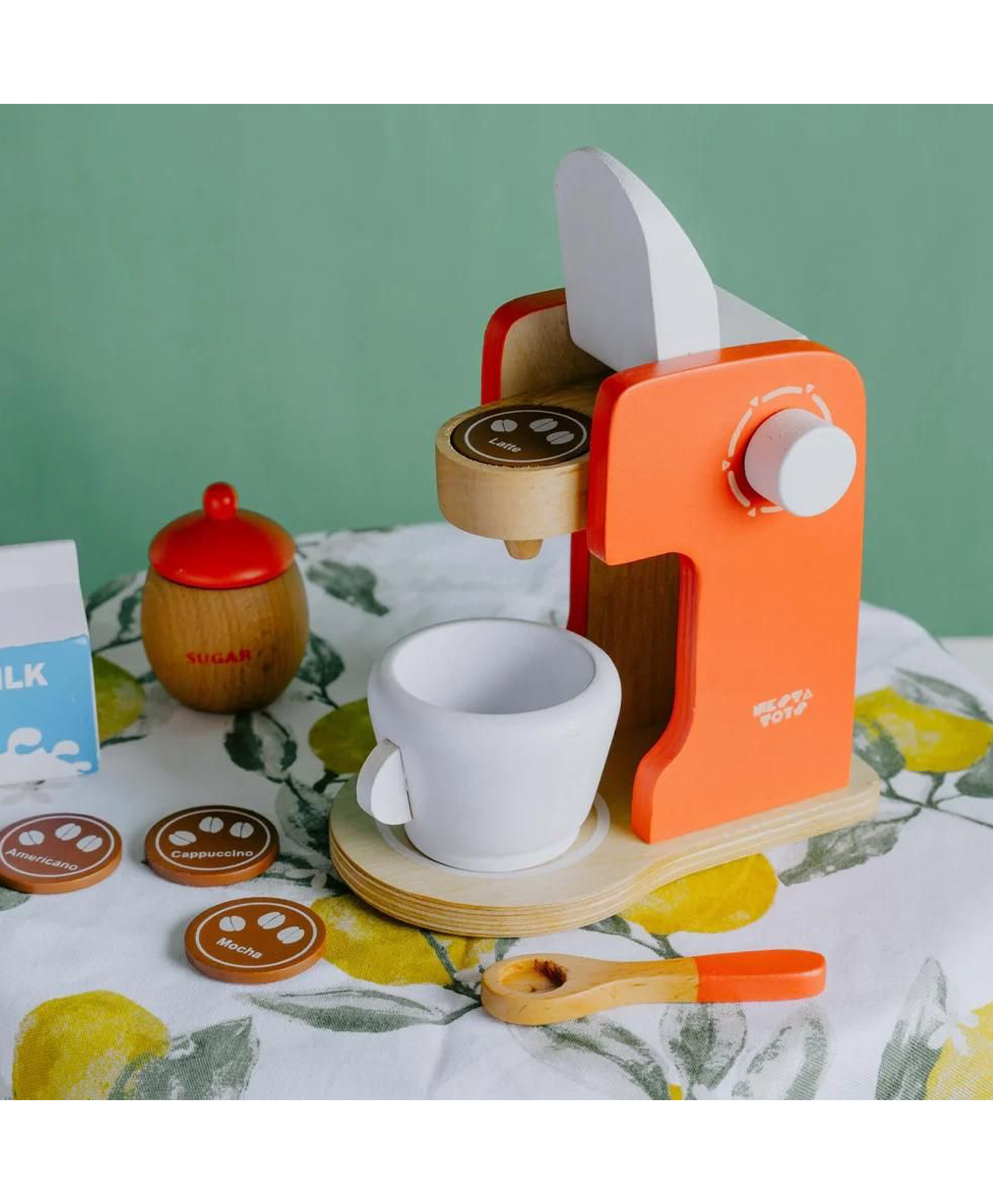 Nesta Toys Wooden Coffee Maker Multicolor - 9 Pieces-image-8