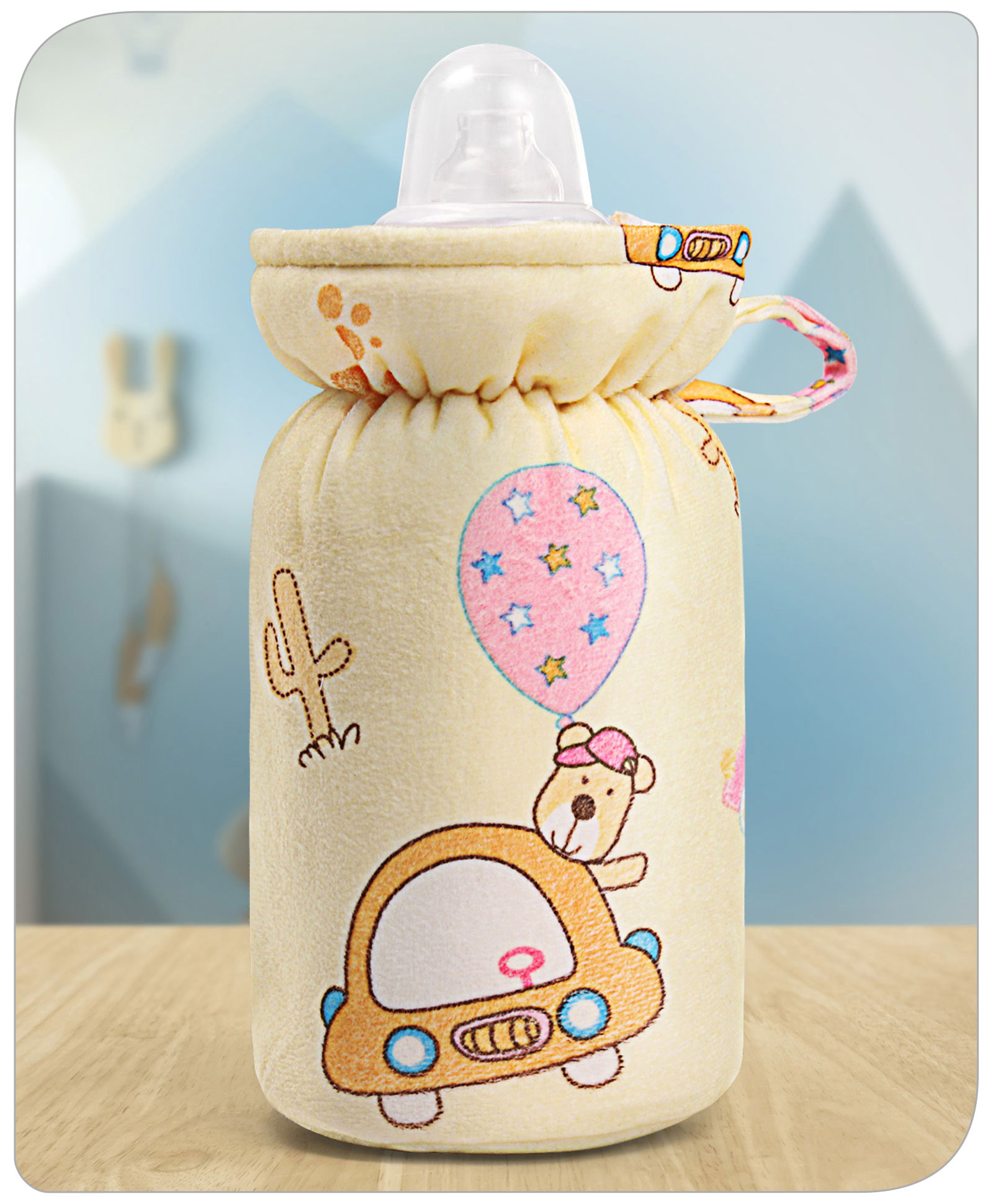 Babyhug Feeding Bottle Cover Car Print Yellow- Fits Up to 330 ml-image-44