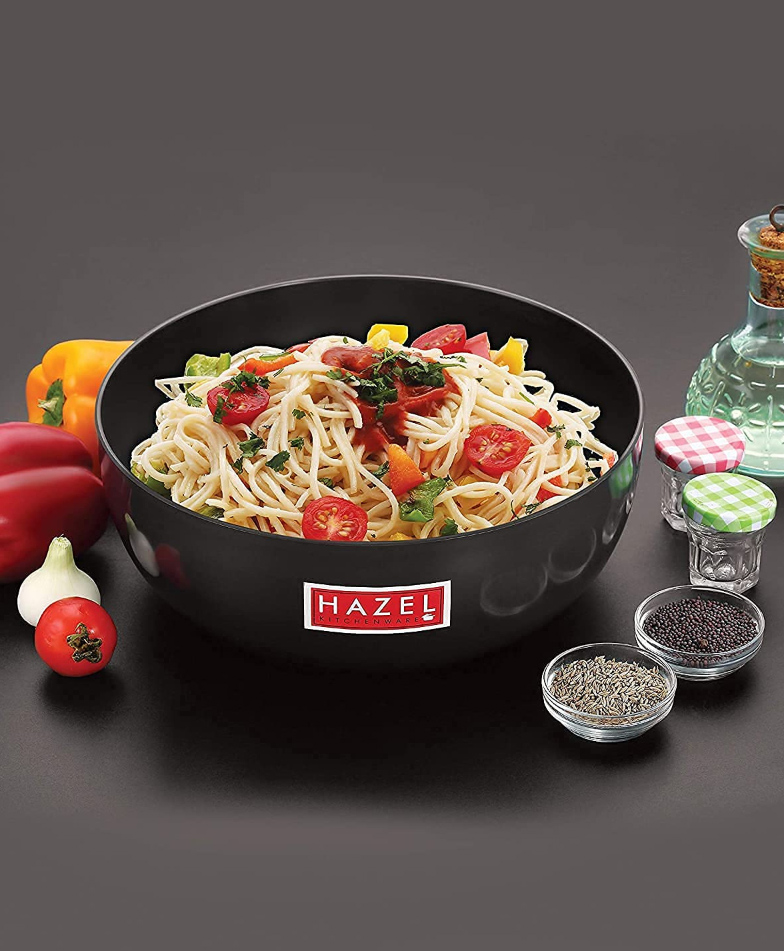 HAZEL Hard Anodised Tasra Tasla | Deep Anodized Kadhai without Handle Cookware Utensil For Frying, 1800 ml, 19.8 cm, Black-image-40