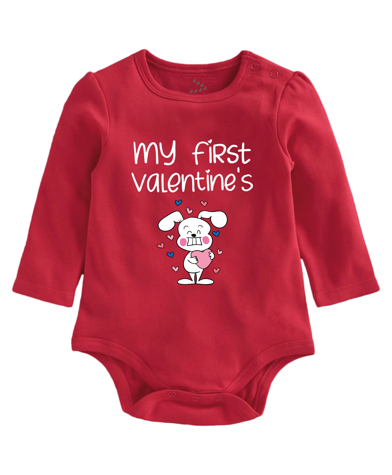 Zeezeezoo Full Sleeves Valentine Theme My First Valentine Printed Onesie - Red-picture-9