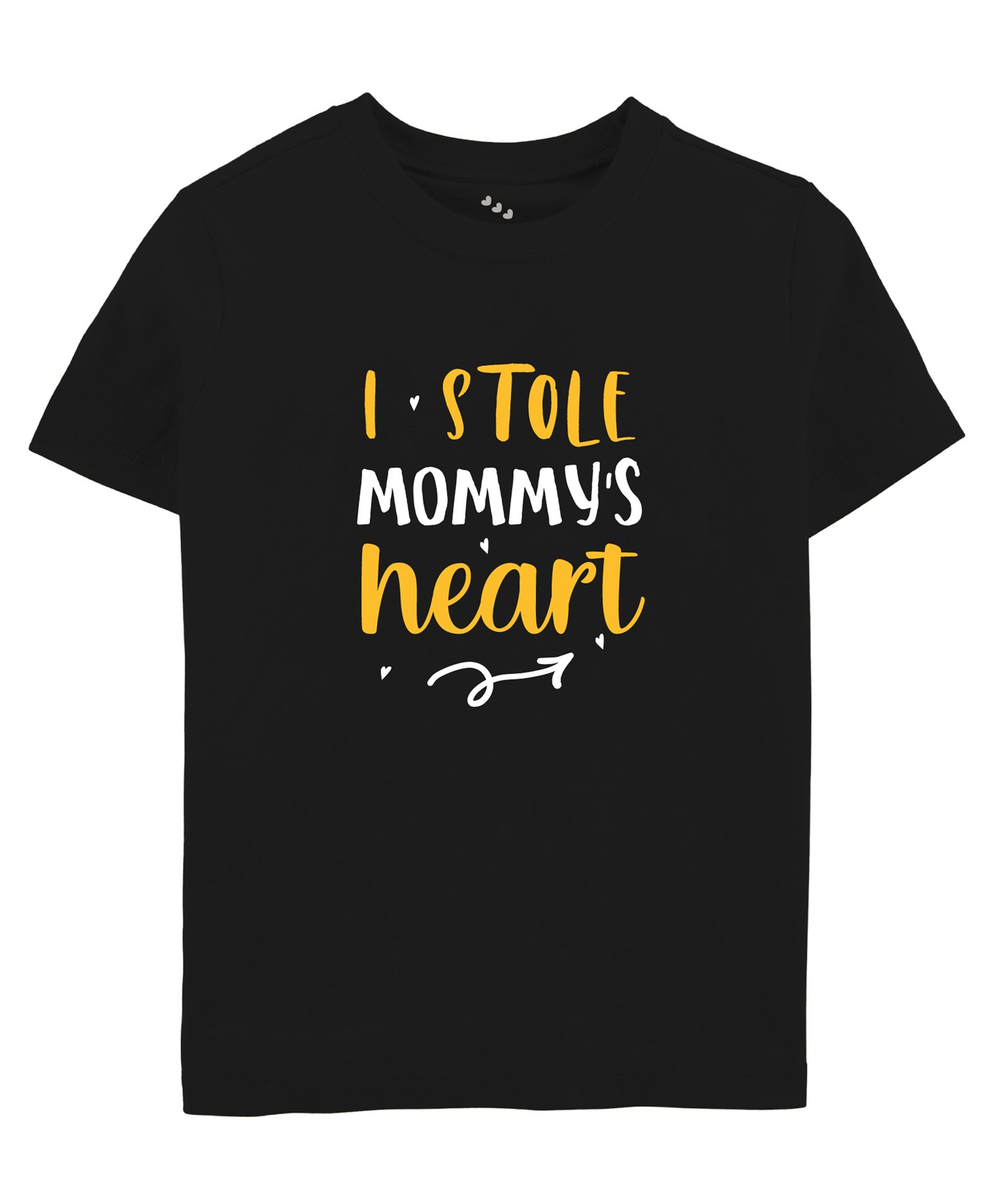 Zeezeezoo Half Sleeves Valentine Theme I Stole Mommy's Heart Printed Tee - Black-image-3