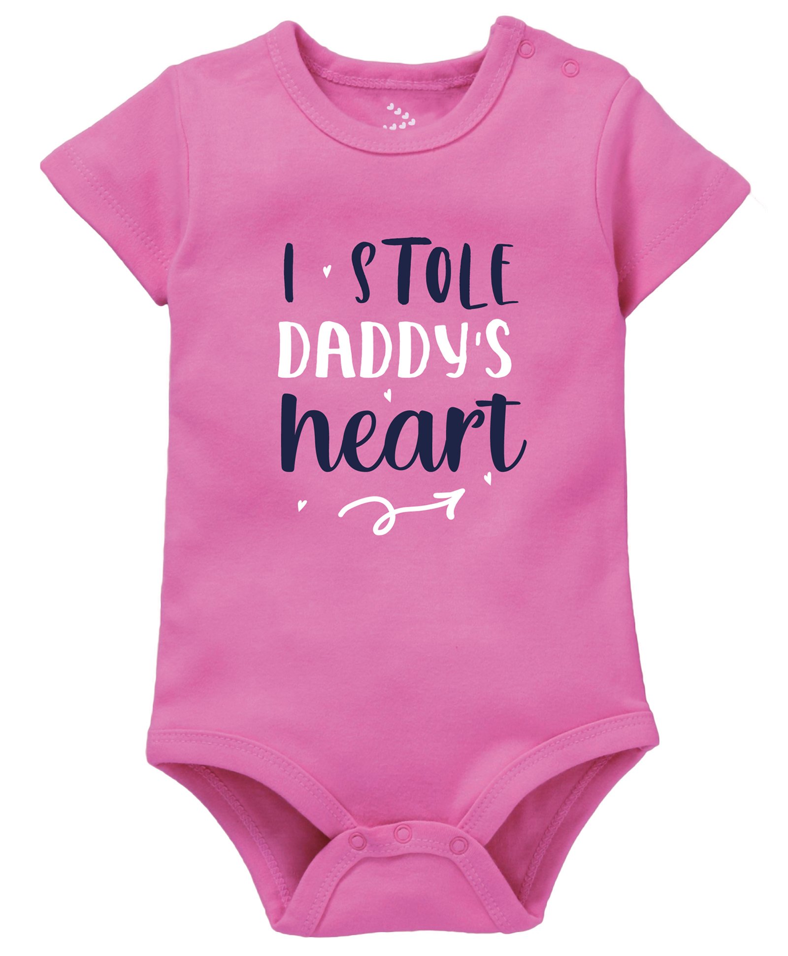 Zeezeezoo Half Sleeves Valentines Theme I Stole Daddys Heart Printed Onesie - Pink-picture-1
