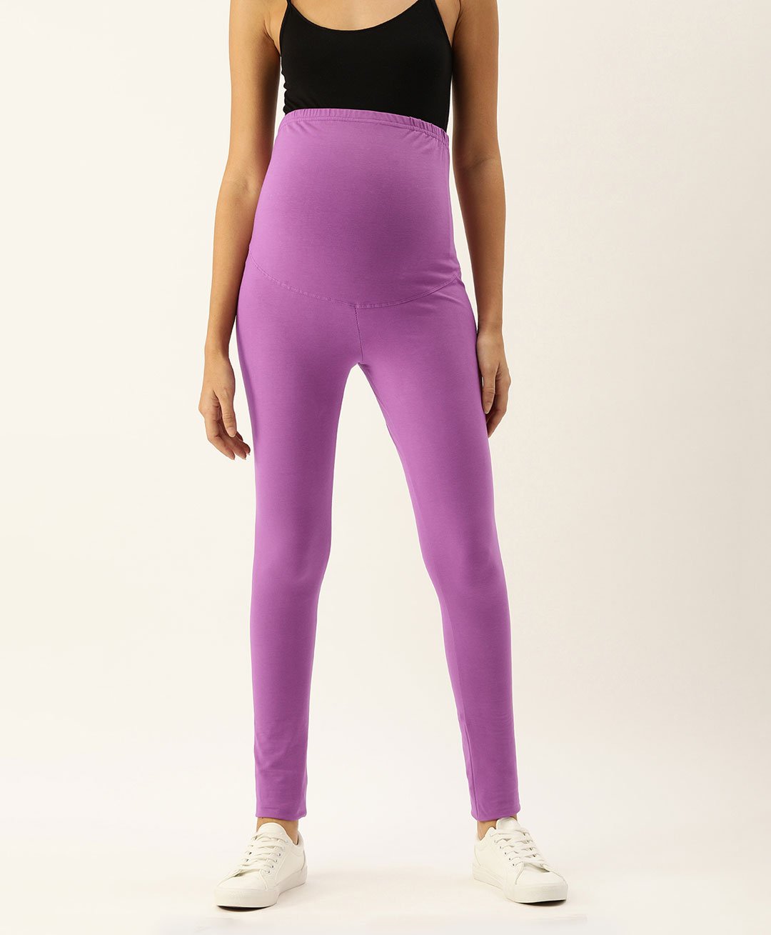 Blush 9 Solid Over The Bump Maternity Leggings - Purple-picture-22