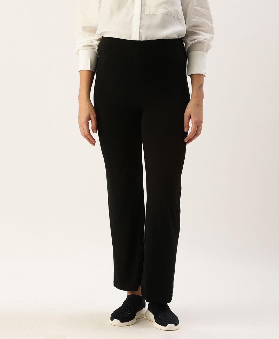 Blush 9 Solid Maternity Palazzo - Black-image-0