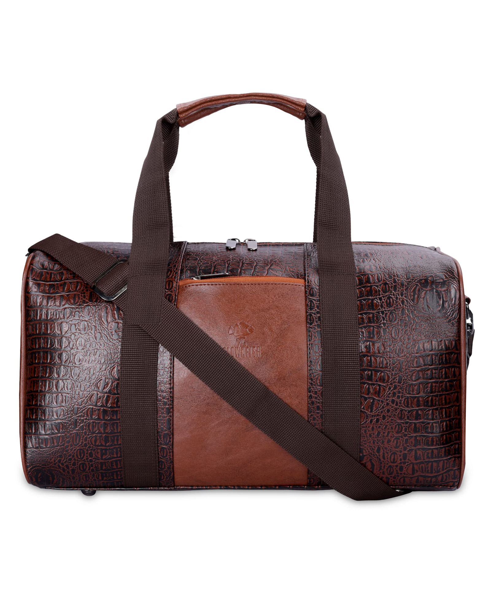 The Clownfish Anderson 25 litres Unisex Faux Leather Travel Duffle Bag Weekender Bag (Brown)-picture-6
