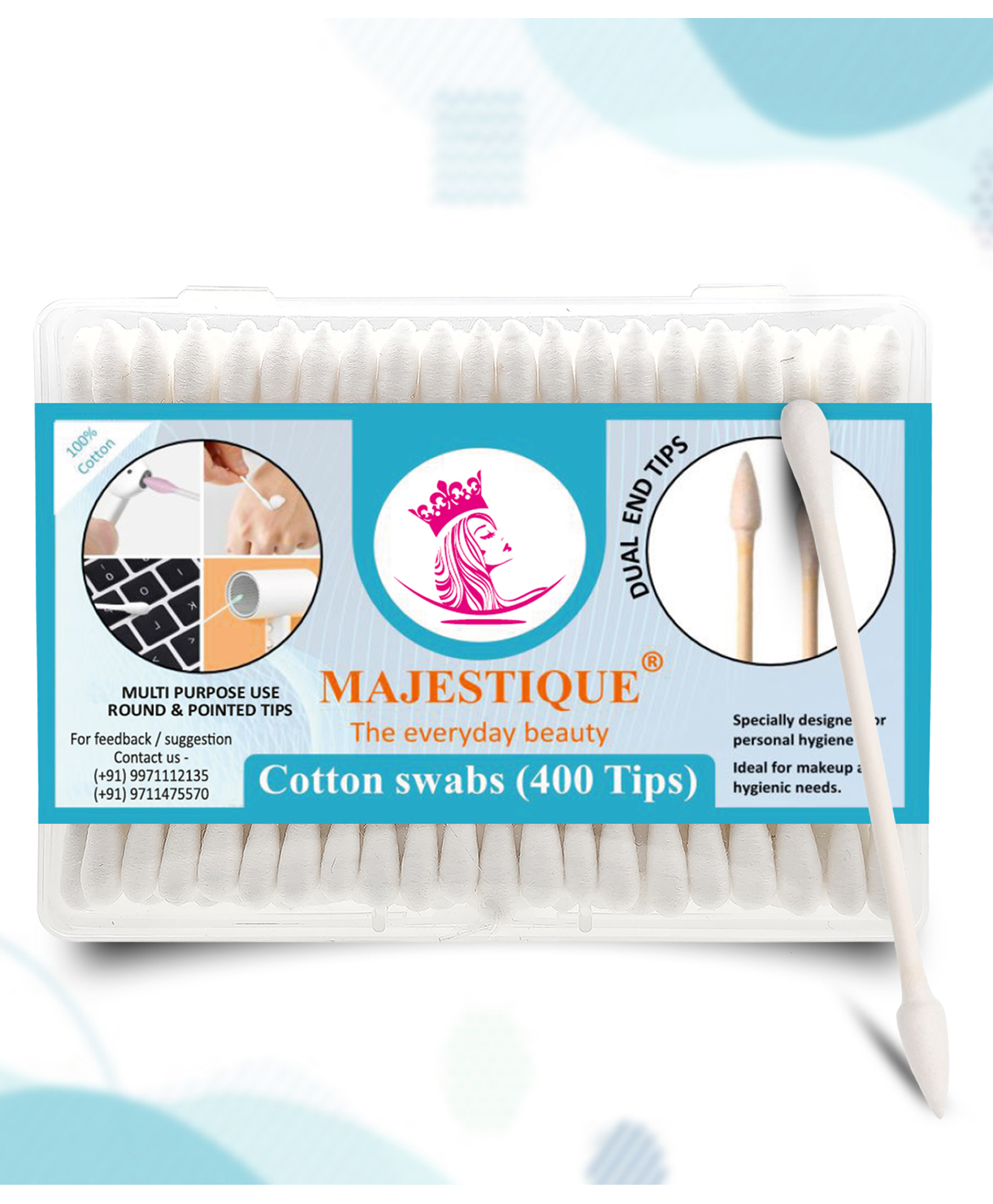 Majestique Dual-Purpose Cotton Swab Makeup Remover Stick 200 Pieces-image-34