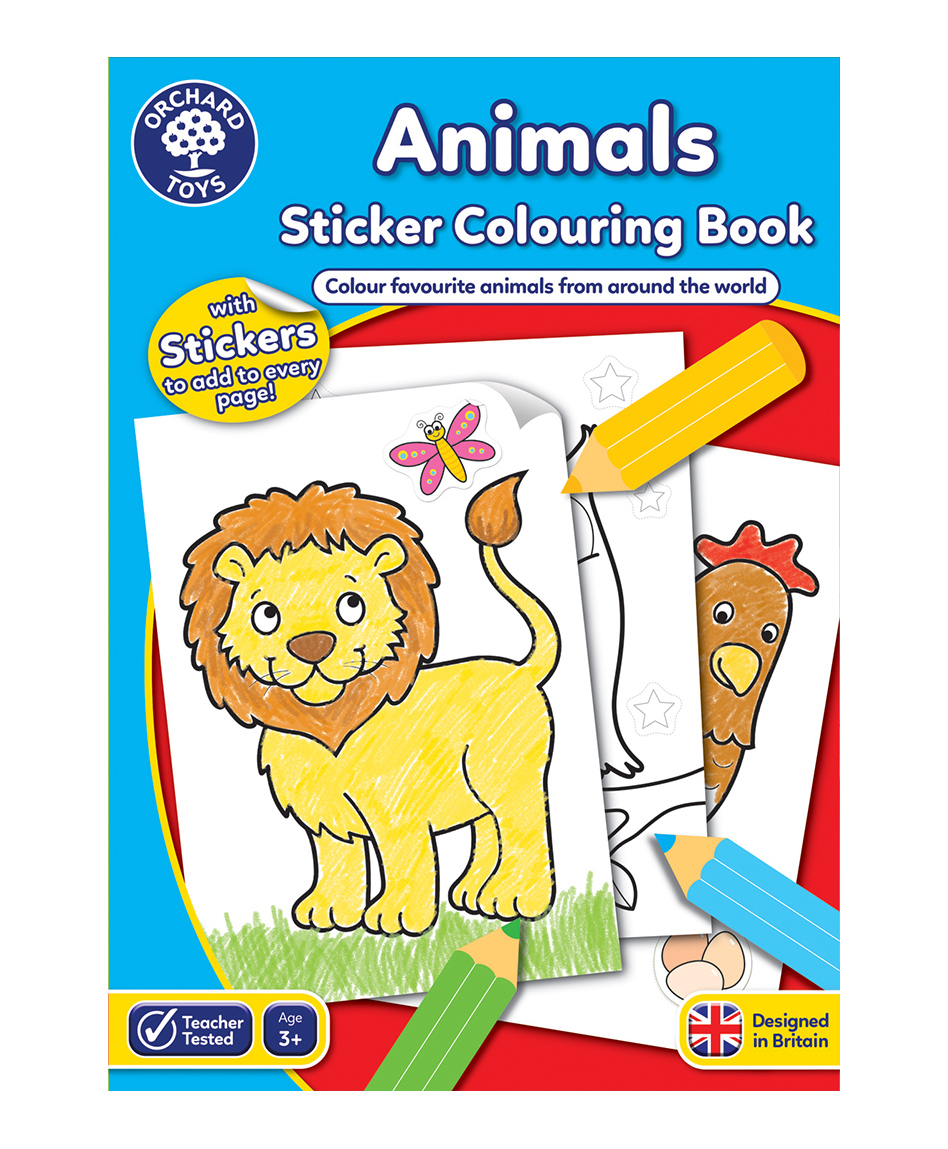 Orchard Toys Animals Sticker Colouring Book - English-image-1