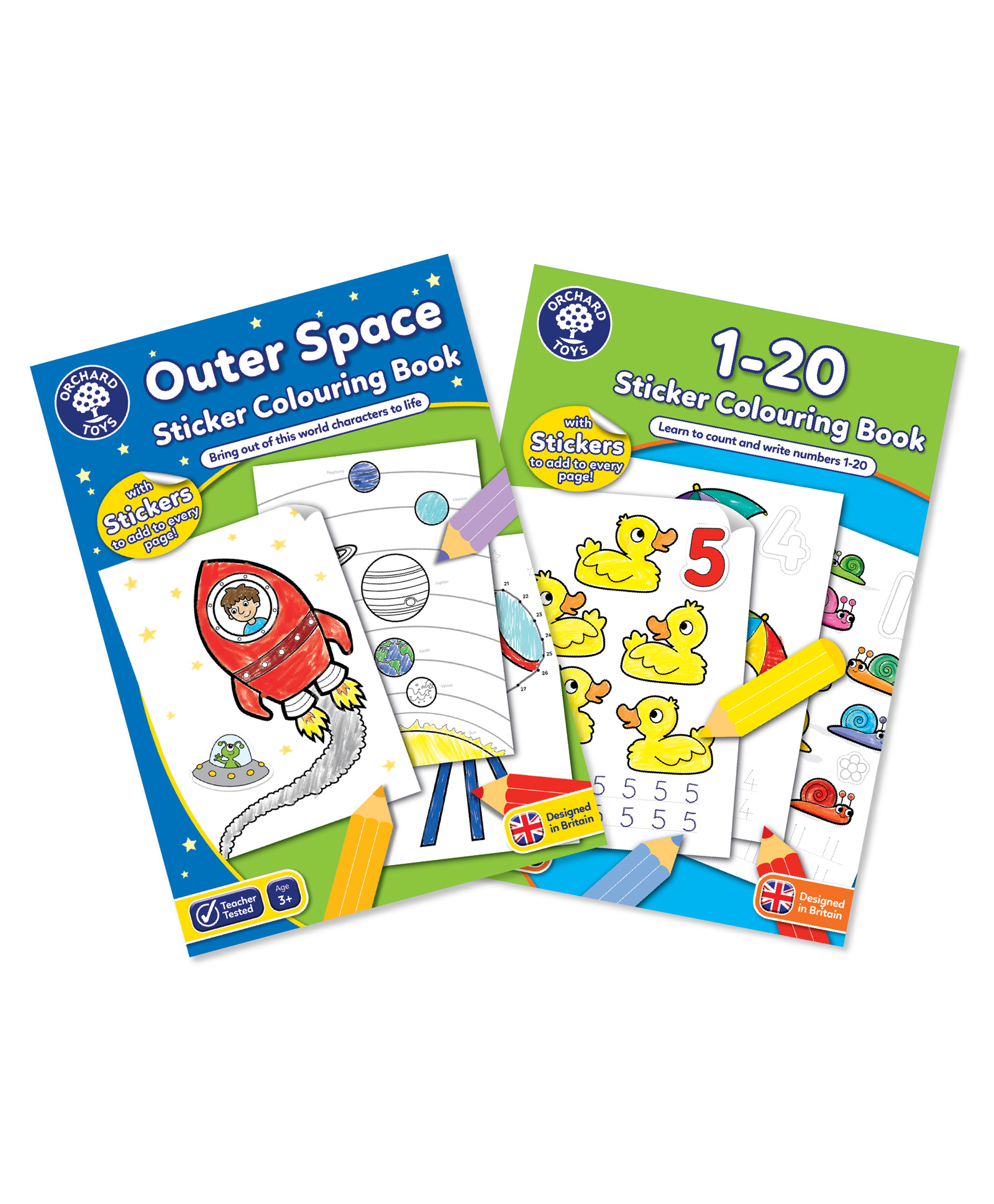 Orchard Toys Set of 2 Outer Space and 1 to 20 Sticker Colouring Books - English-picture-10