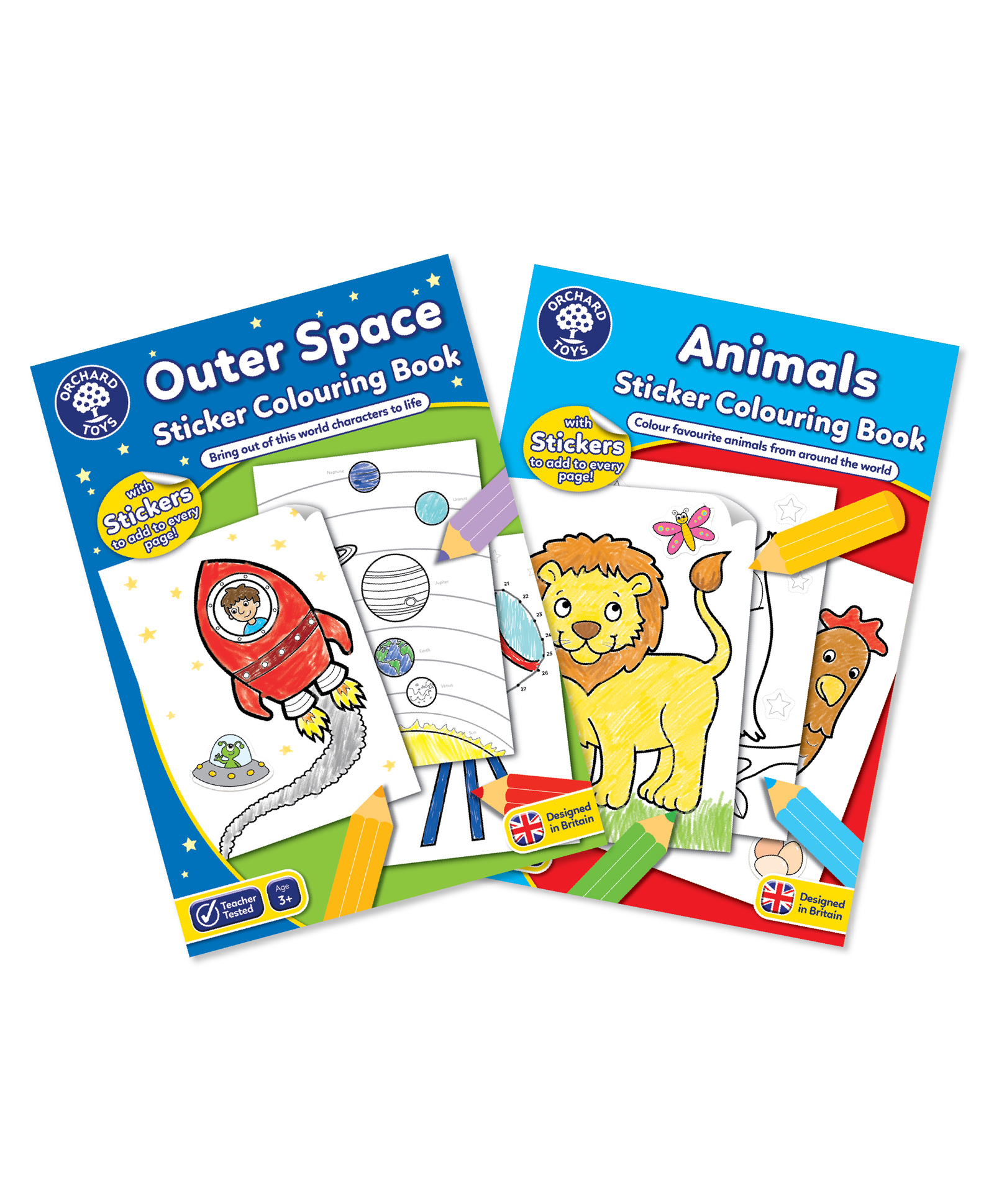 Orchard Toys Set of 2 Outer Space and Animals Sticker Colouring Books - English-image-12