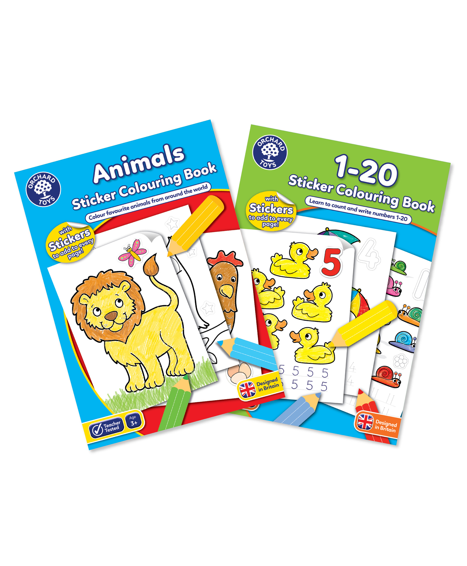 Orchard Toys Set of 2 Animals and 1 to 20 Sticker Colouring Books - English-picture-27