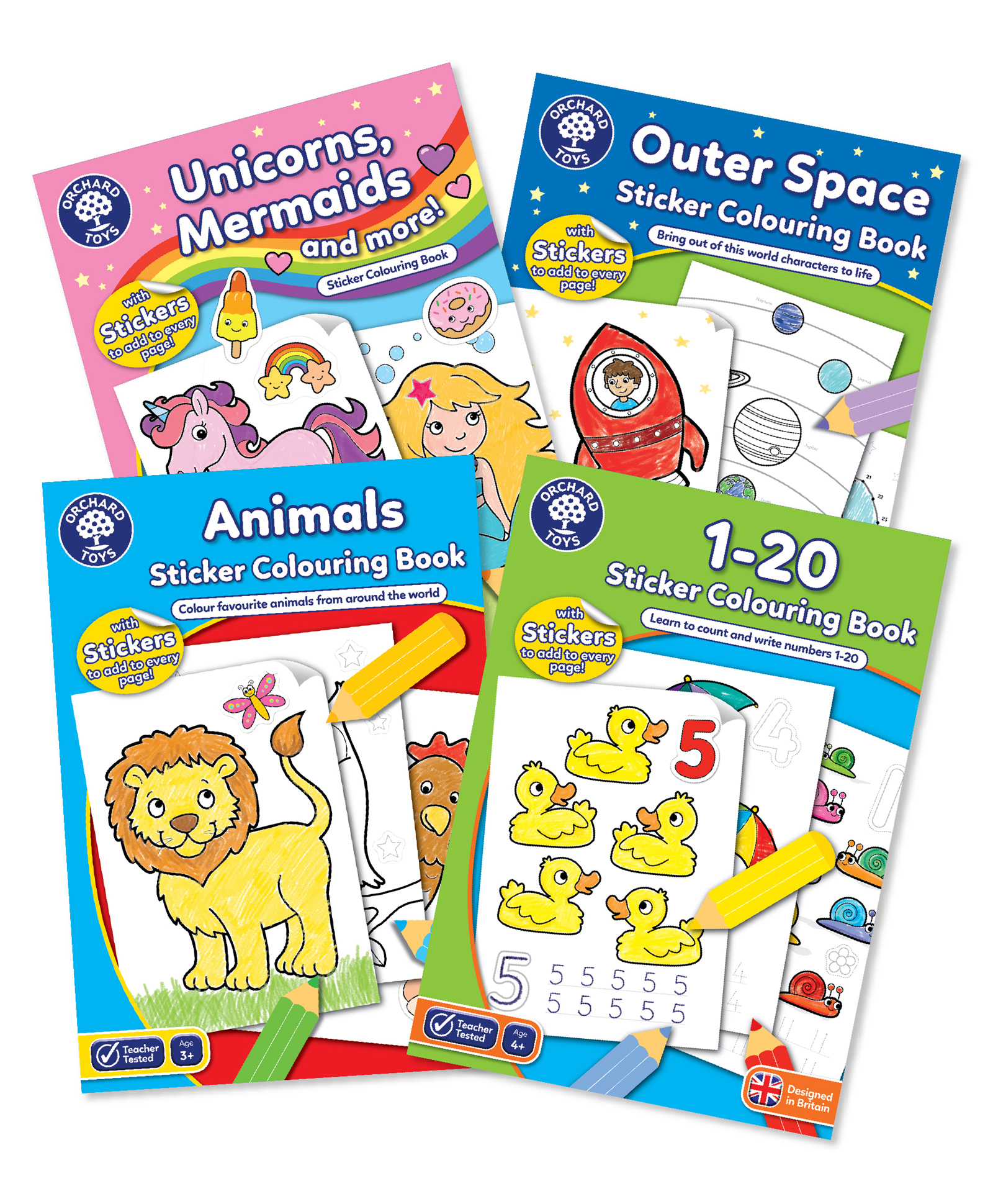 Orchard Toys Set of 4: Unicorn, Mermaids and More, Outer Space, Animals and 1-20 Sticker Colouring Books - English Online in India, Buy at Best Price from - 12979615 Orchard Toys Set of 4: Unicorn, Mermaids and More, Outer Space, Animals and 1-20 Sticker Colouring Books - English Online in India, Buy at Best Price from - 12979615