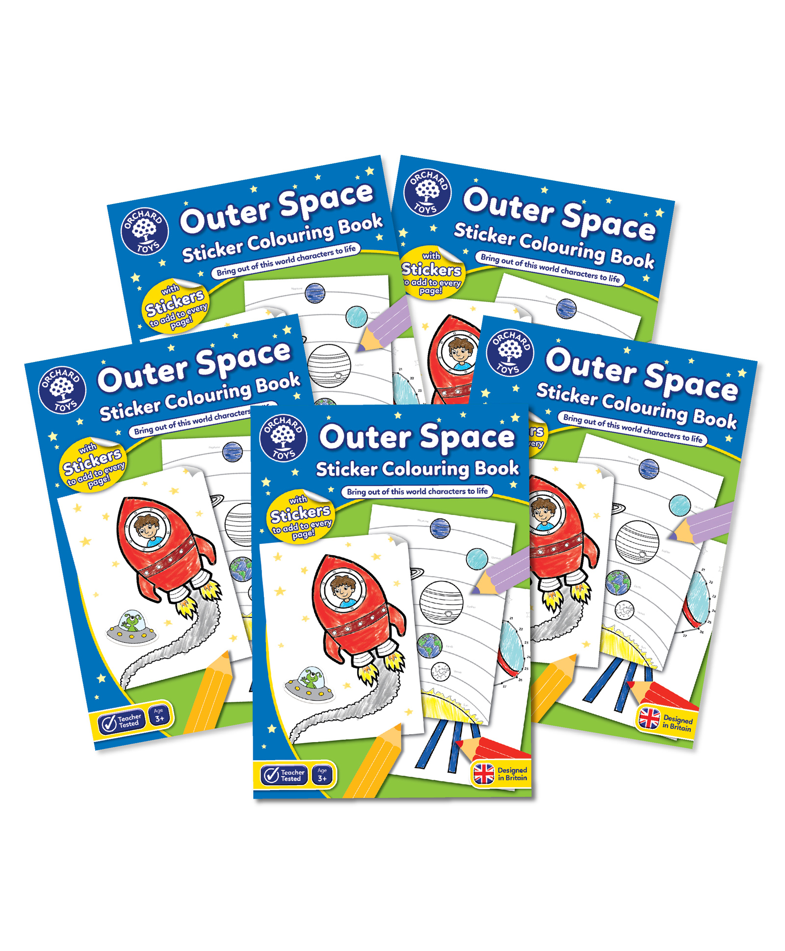 Orchard Toys Outer Space Sticker Colouring Books 5 Pack - English-image-19
